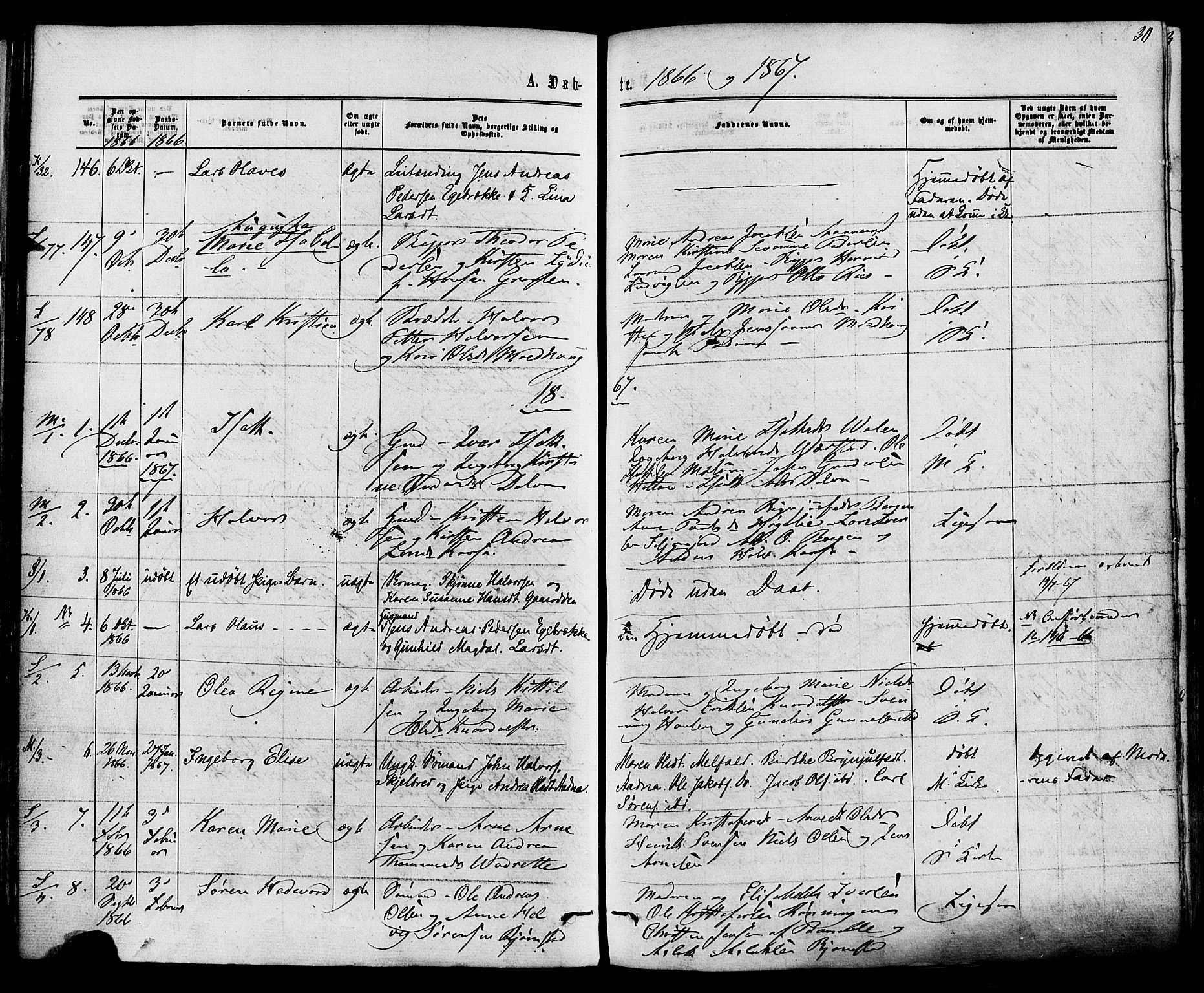 Solum kirkebøker, SAKO/A-306/F/Fa/L0008: Parish register (official) no. I 8, 1865-1876, p. 30
