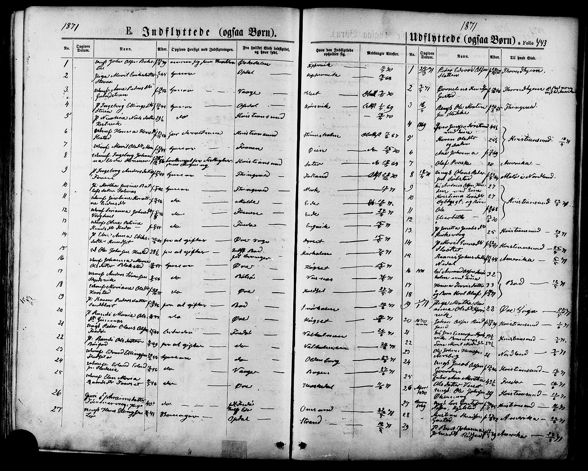 Ministerialprotokoller, klokkerbøker og fødselsregistre - Møre og Romsdal, SAT/A-1454/568/L0805: Parish register (official) no. 568A12 /1, 1869-1884, p. 443