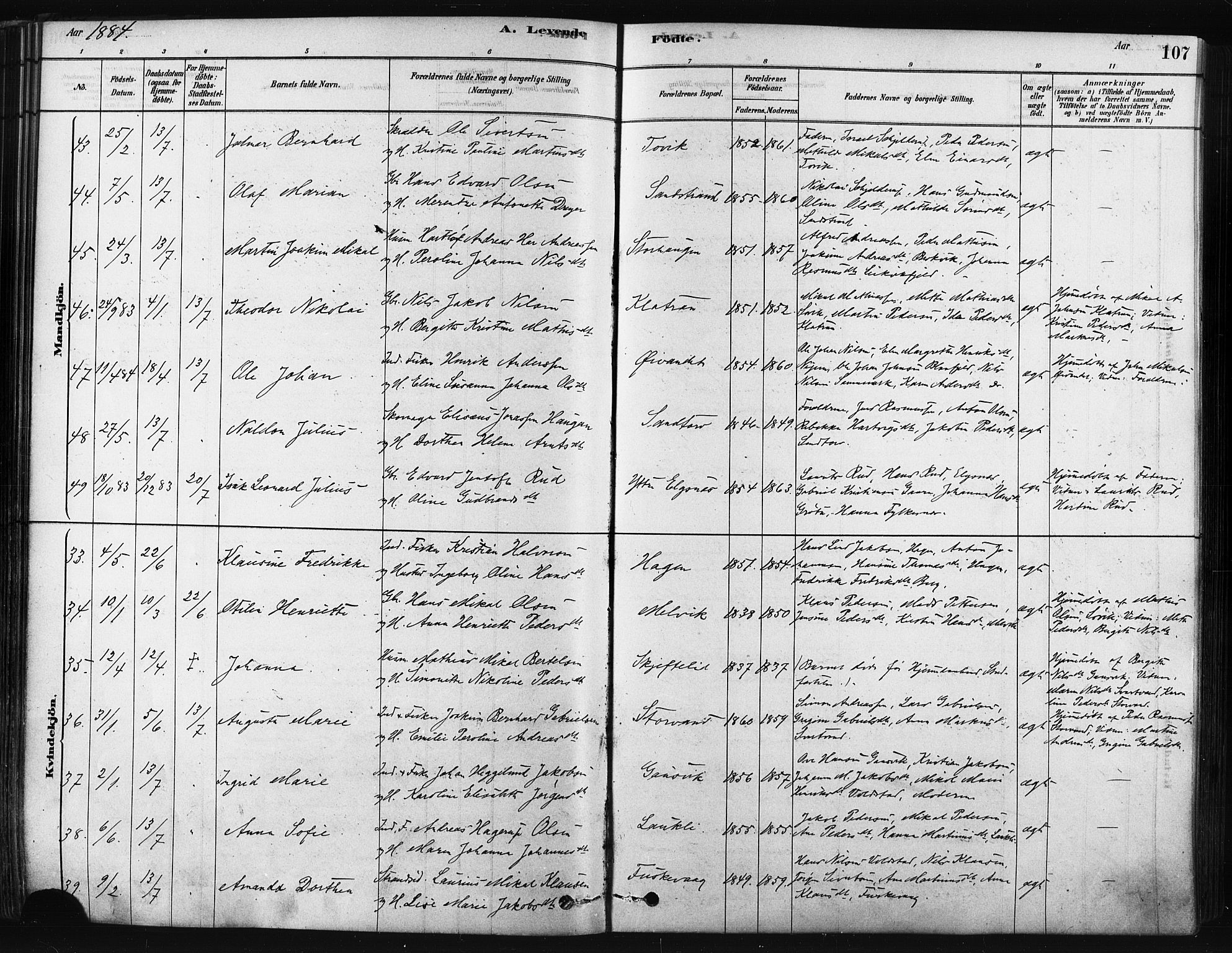 Trondenes sokneprestkontor, SATØ/S-1319/H/Ha/L0014kirke: Parish register (official) no. 14, 1878-1889, p. 107