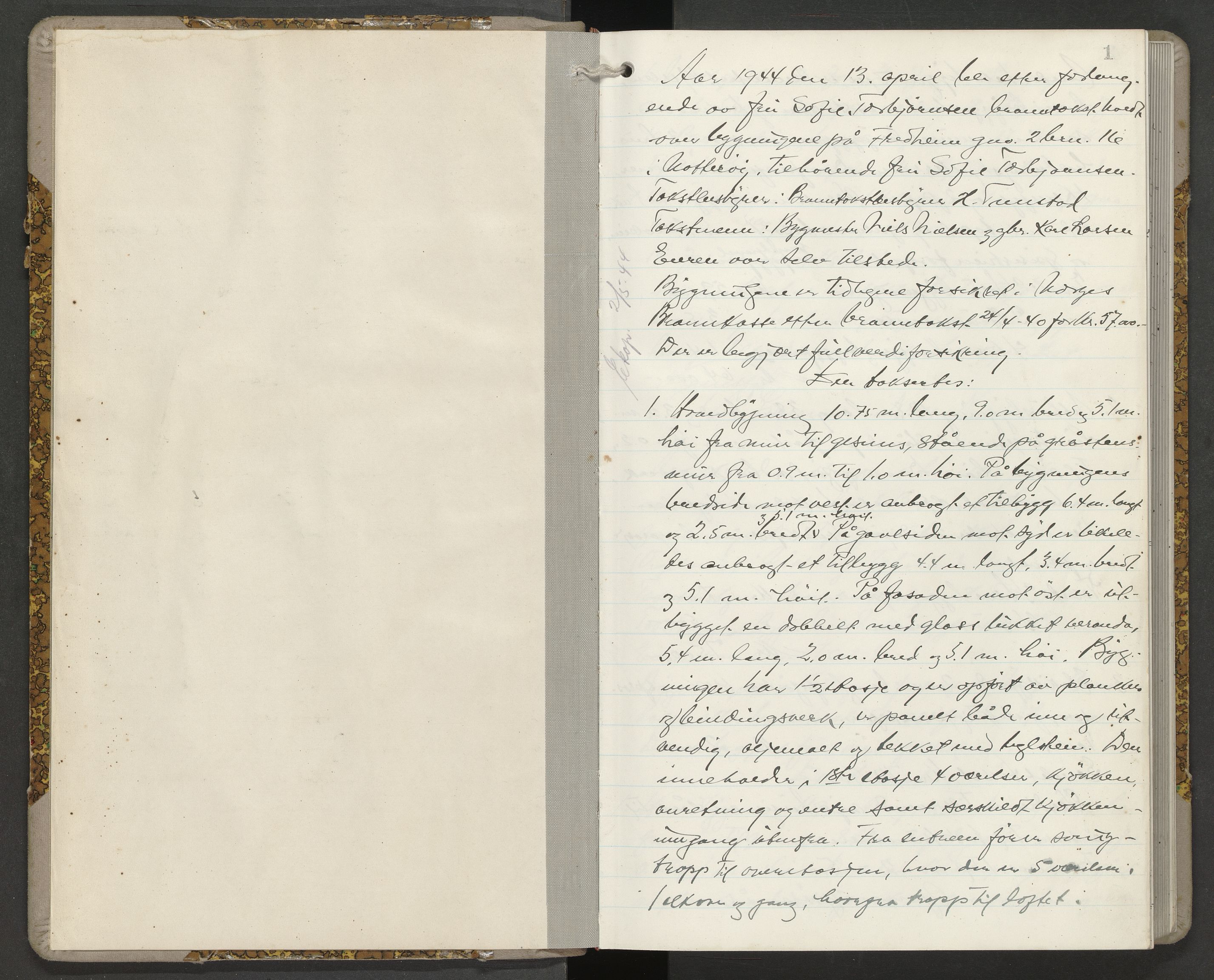 Nøtterøy lensmannskontor, AV/SAKO-A-540/Y/Yg/Yga/L0022: Branntakstprotokoll, 1944-1945, p. 1
