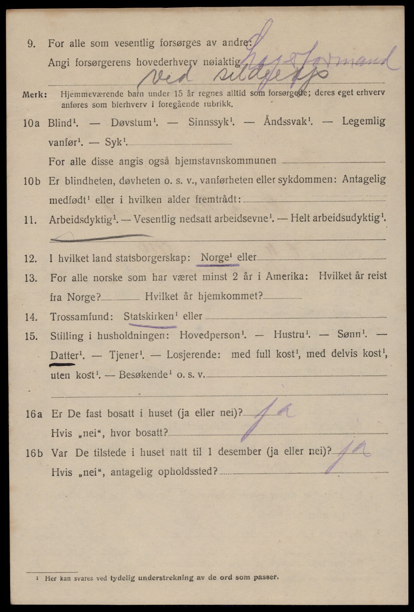 SAST, 1920 census for Stavanger, 1920, p. 122319