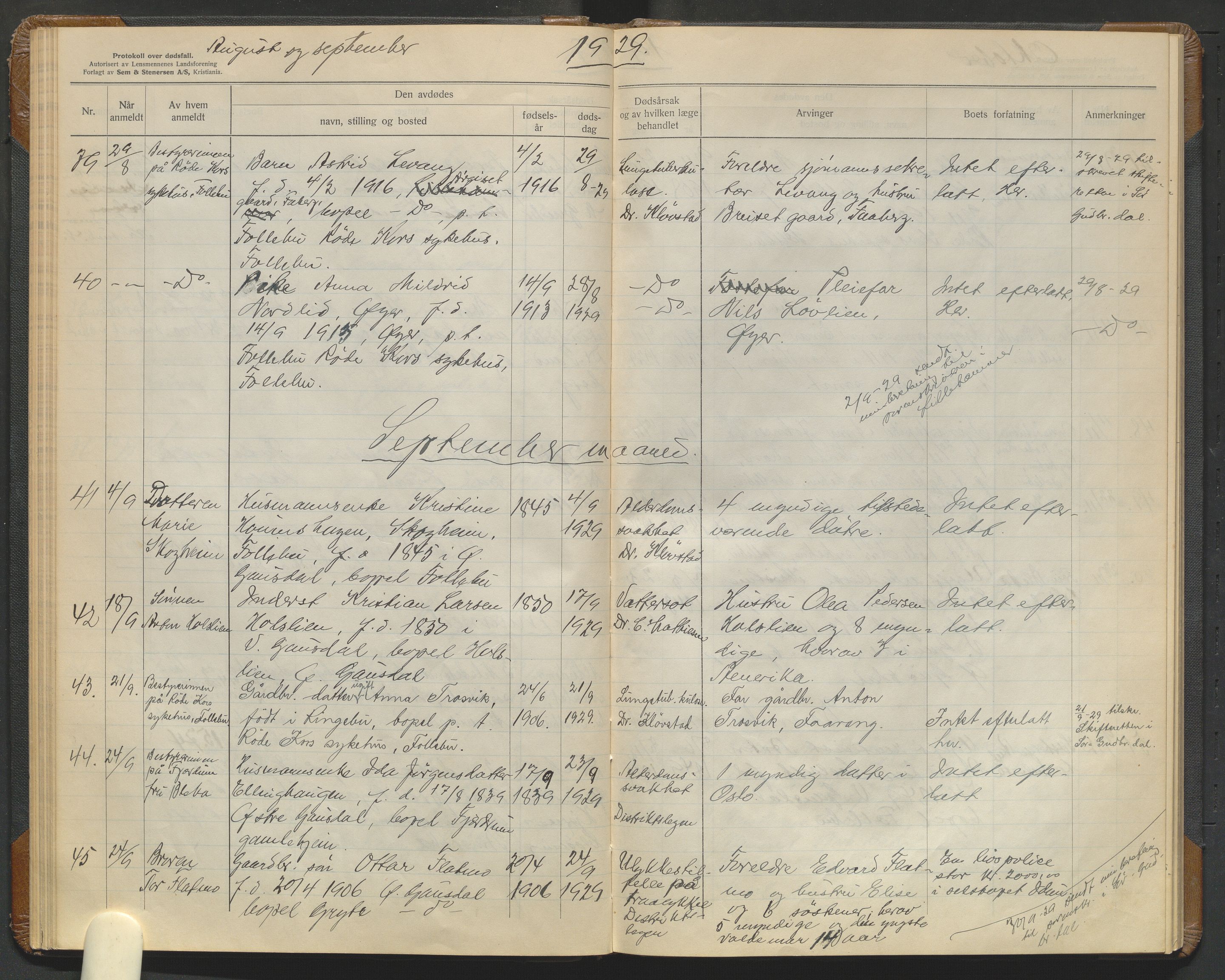 Østre Gausdal lensmannskontor, AV/SAH-PGØ-015/H/Ha/Haa/L0001/0003: Dødsfallsprotokoller / Dødsfallsprotokoll, 1925-1935