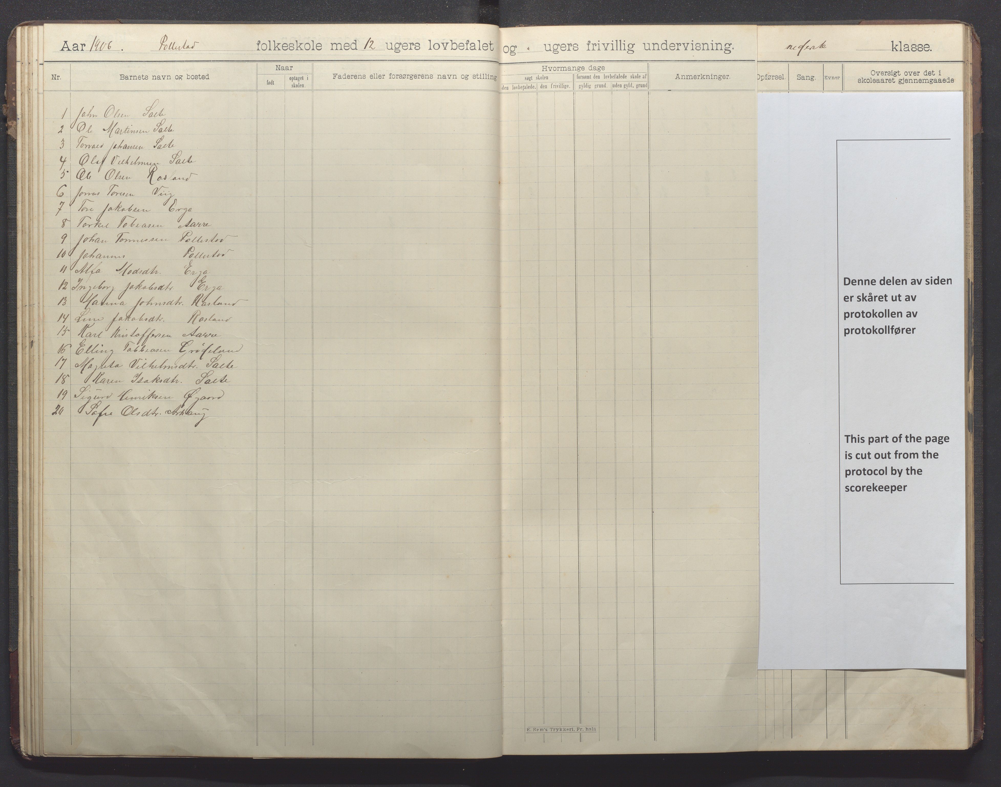 Klepp kommune - Pollestad skule, IKAR/K-100295/H/L0002: Skoleprotokoll, 1901-1916, p. 33