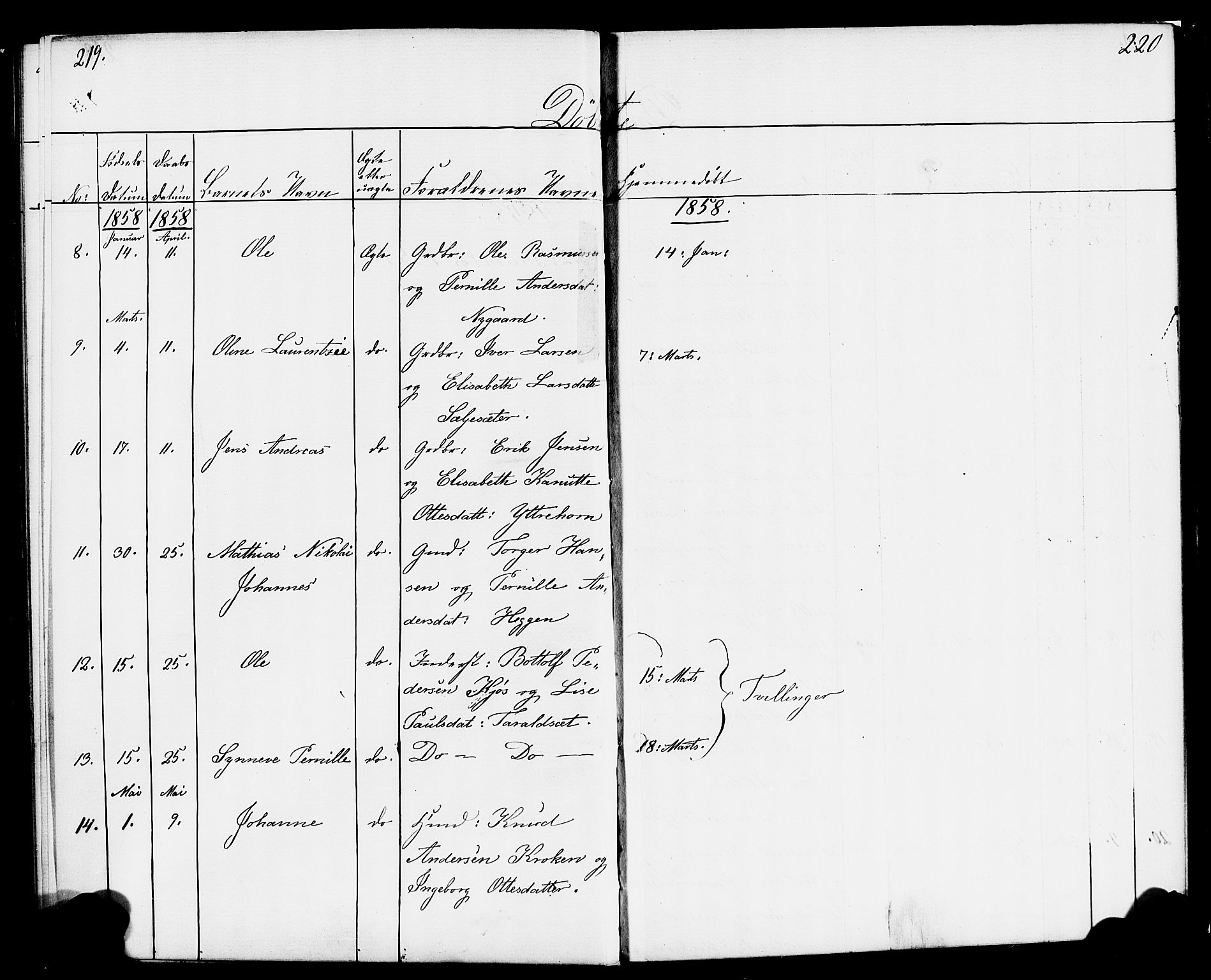 Hornindal sokneprestembete, AV/SAB-A-82401/H/Haa/Haaa/L0001: Parish register (official) no. A 1, 1837-1866, p. 220-221