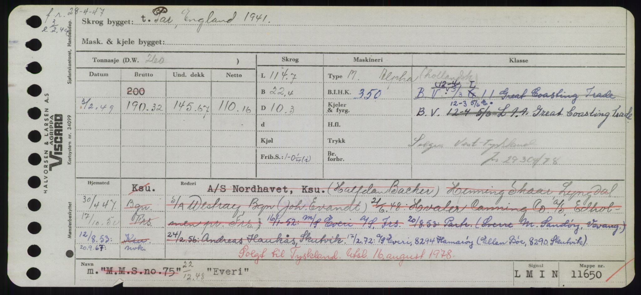 Sjøfartsdirektoratet med forløpere, Skipsmålingen, RA/S-1627/H/Hd/L0009: Fartøy, E, p. 607