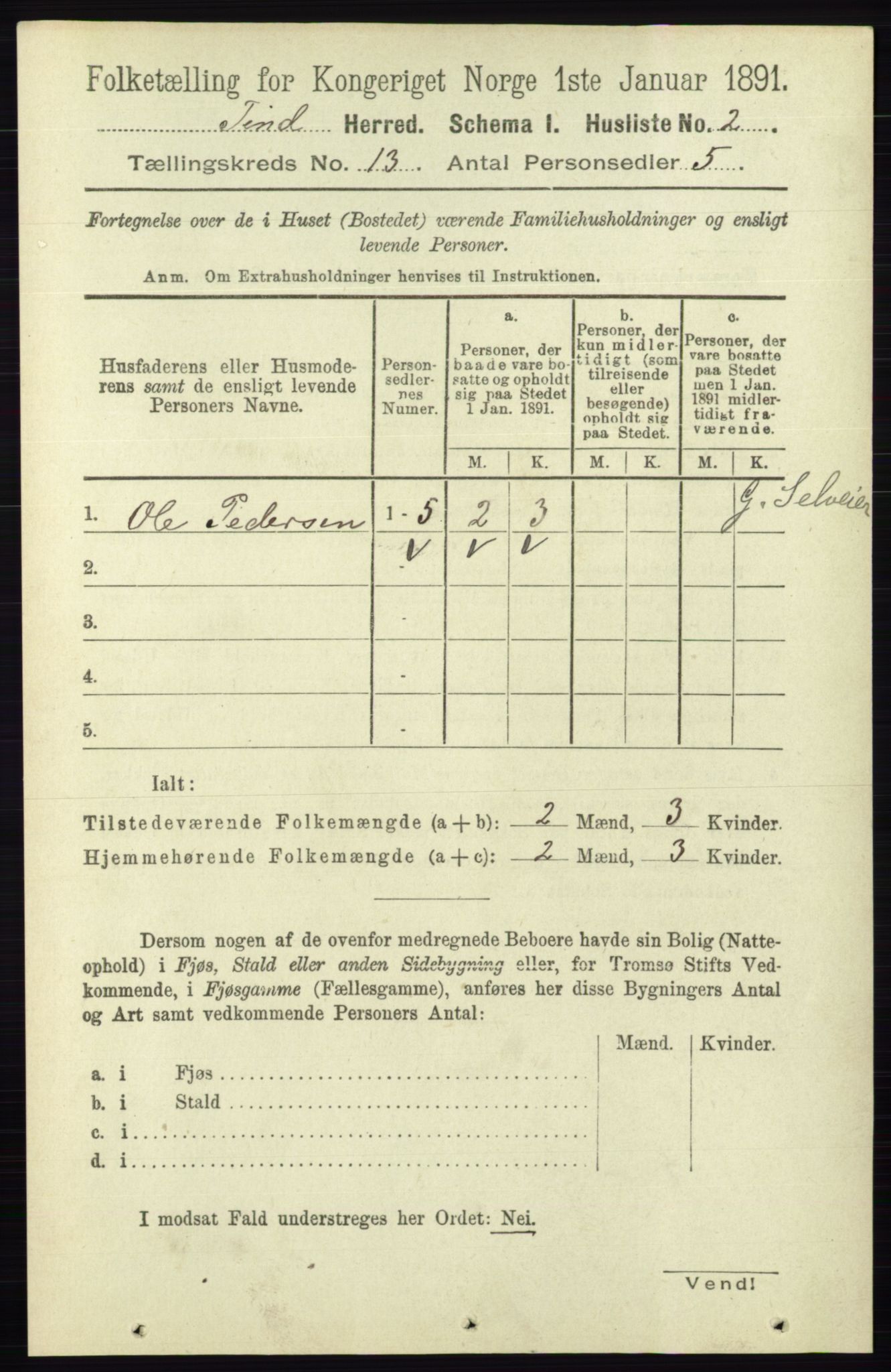 RA, 1891 census for 0826 Tinn, 1891, p. 2629