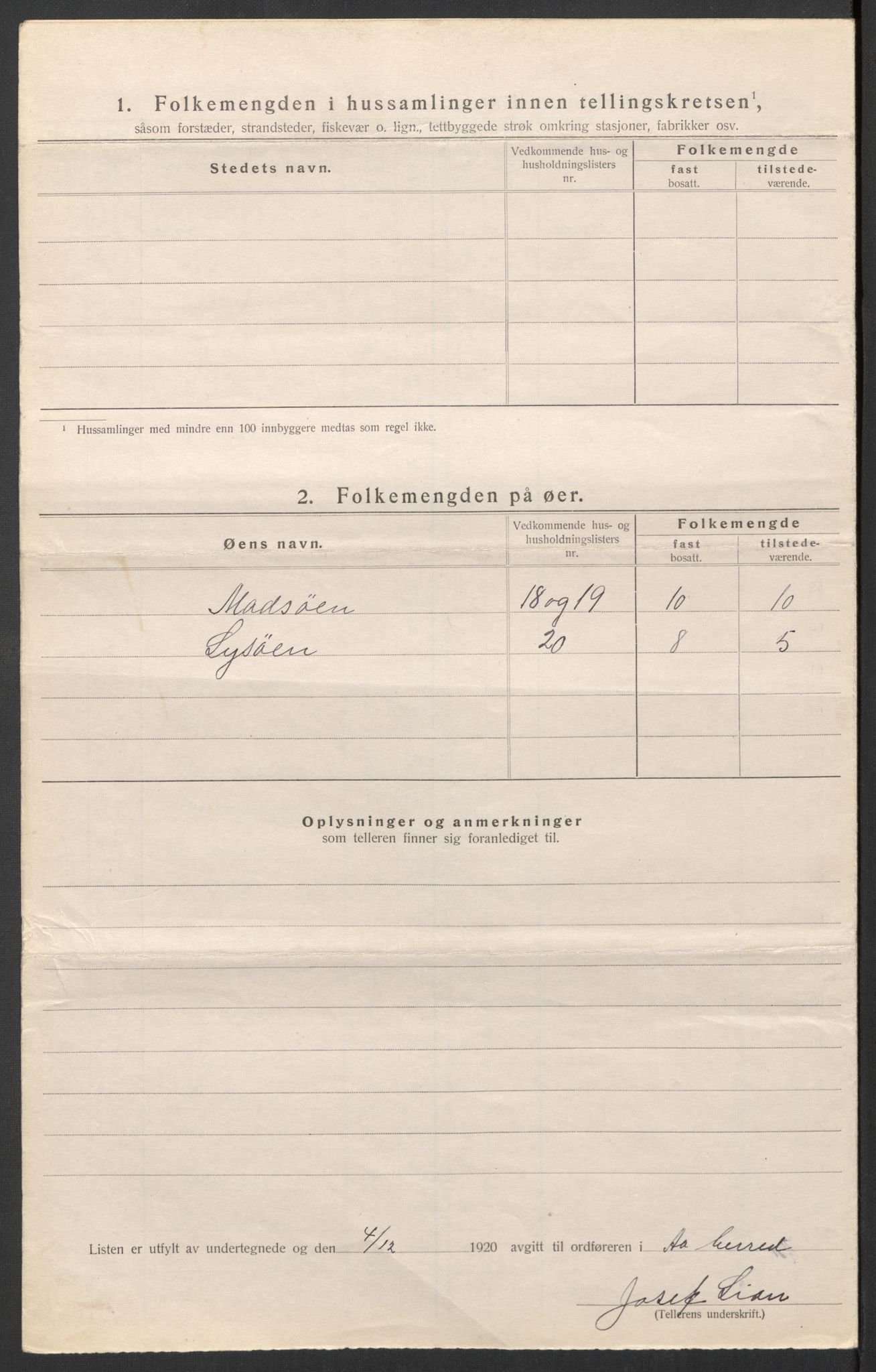 SAT, 1920 census for Å, 1920, p. 13