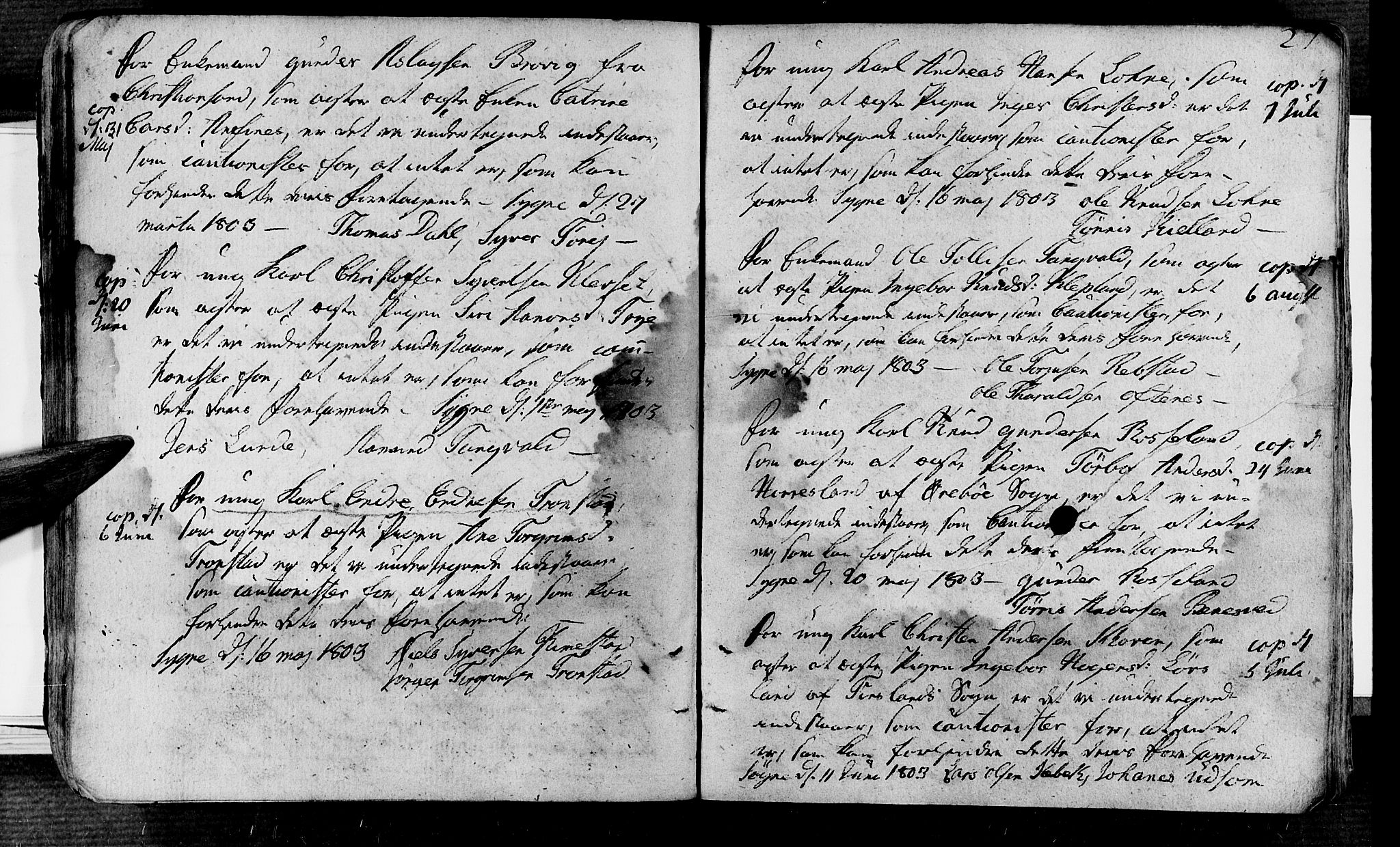Søgne sokneprestkontor, SAK/1111-0037/F/Fa/Fab/L0007: Parish register (official) no. A 7, 1791-1851, p. 27