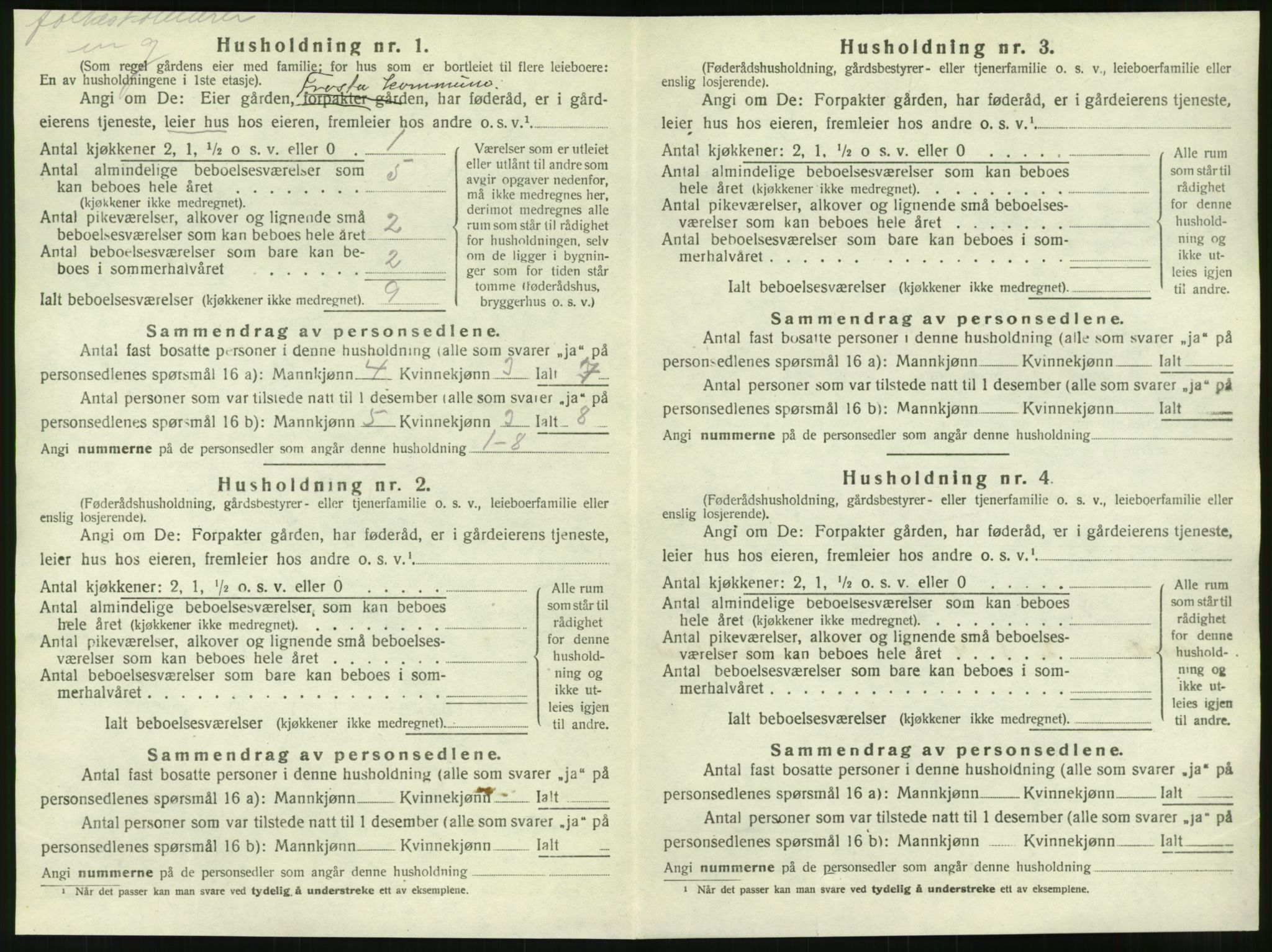 SAT, 1920 census for Frosta, 1920, p. 1015