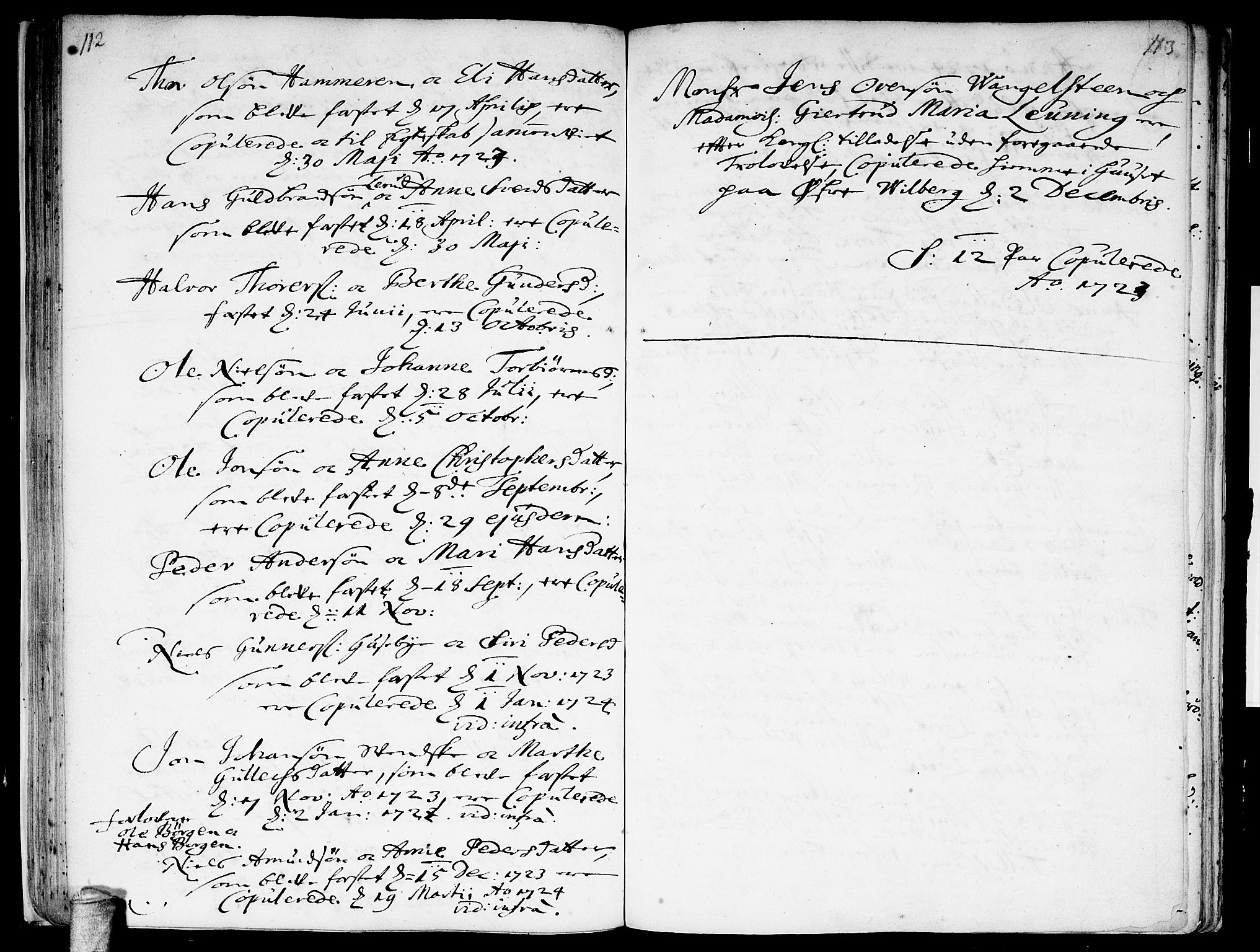 Sørum prestekontor Kirkebøker, AV/SAO-A-10303/F/Fa/L0001: Parish register (official) no. I 1, 1710-1730, p. 112-113