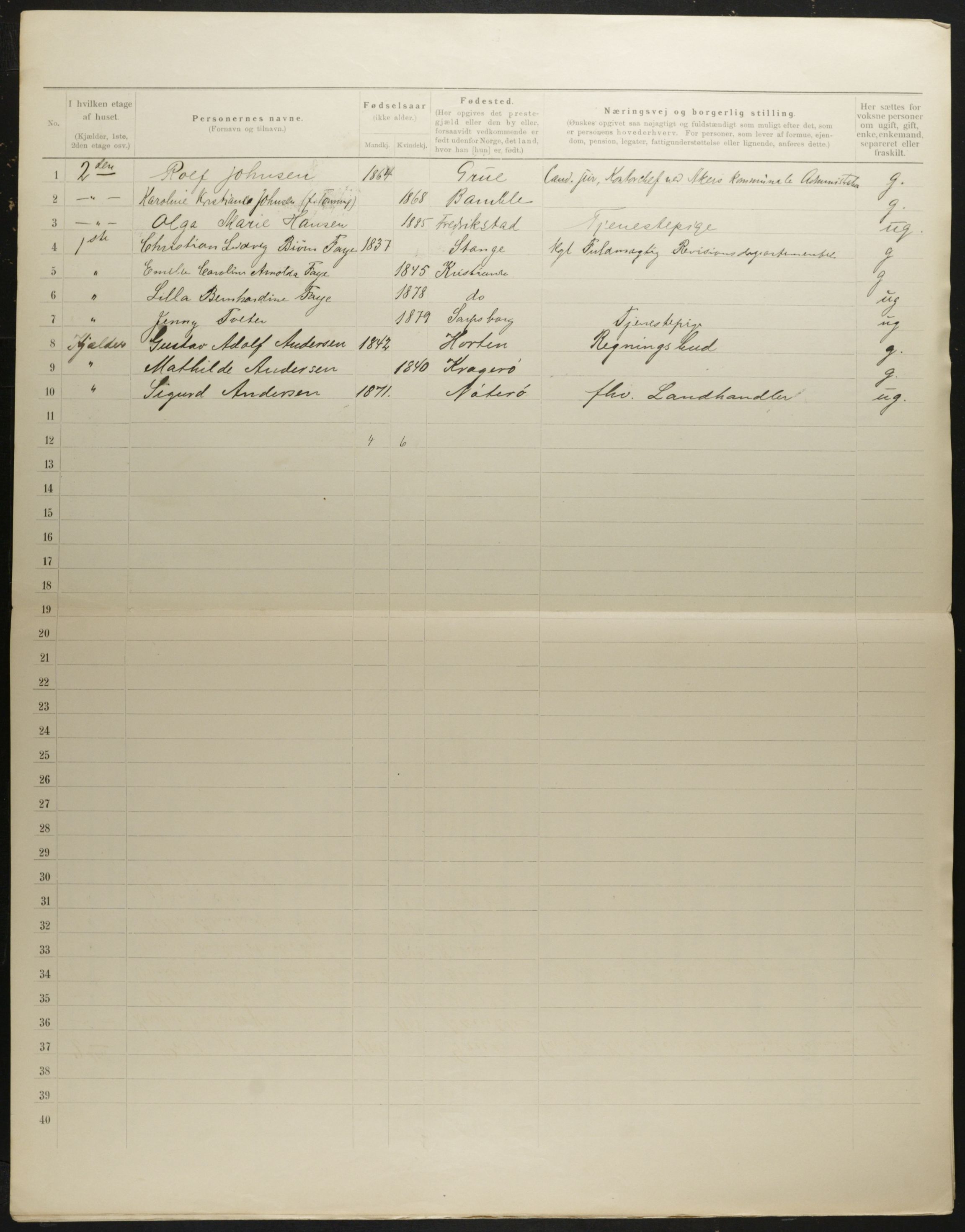 OBA, Municipal Census 1901 for Kristiania, 1901, p. 1274