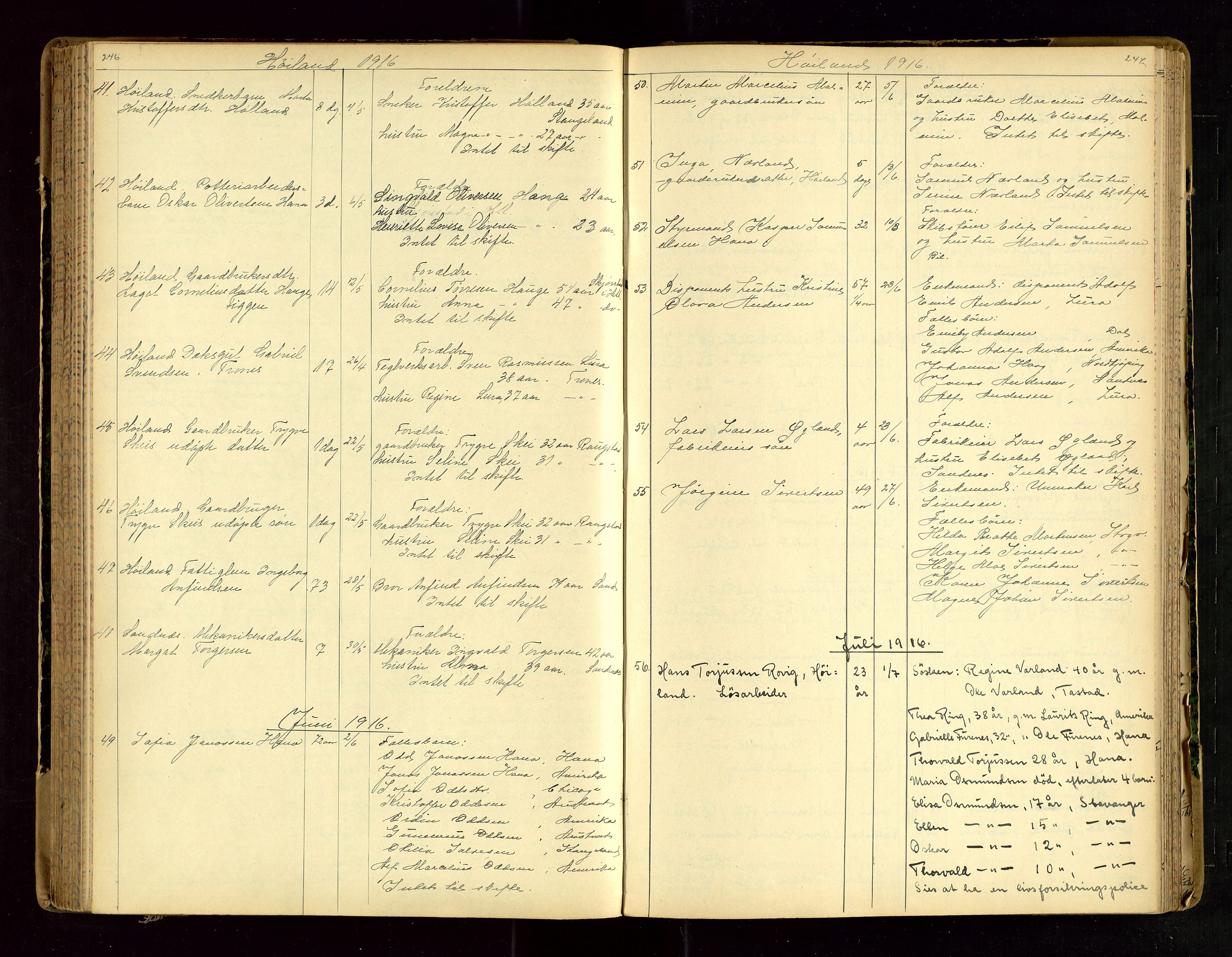 Jæren sorenskriveri, AV/SAST-A-100310/01/5/52/52B/L0003: DØDSFALLPROTOKOLL, 1910-1916, p. 246-247