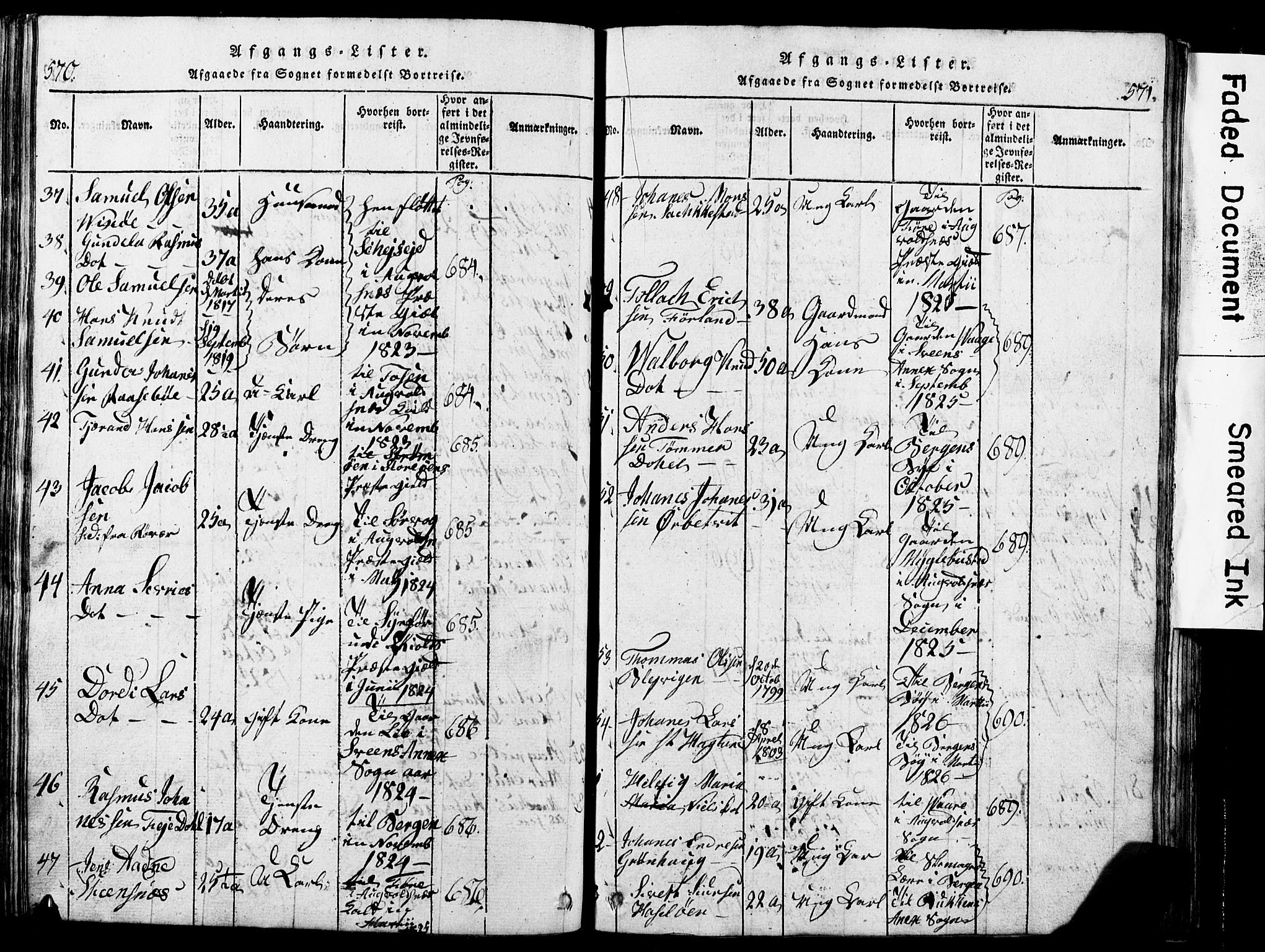 Torvastad sokneprestkontor, SAST/A -101857/H/Ha/Hab/L0002: Parish register (copy) no. B 2, 1817-1834, p. 570-571