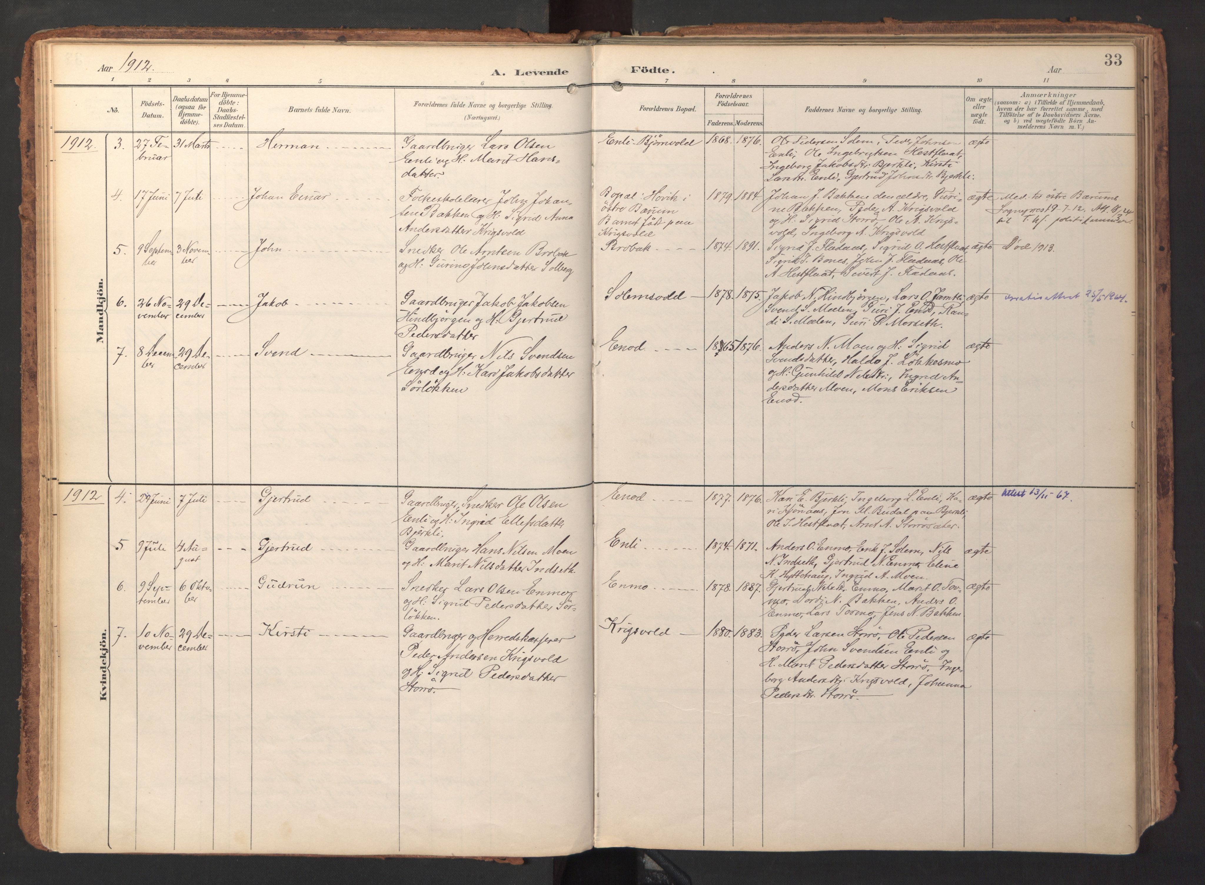Ministerialprotokoller, klokkerbøker og fødselsregistre - Sør-Trøndelag, SAT/A-1456/690/L1050: Parish register (official) no. 690A01, 1889-1929, p. 33