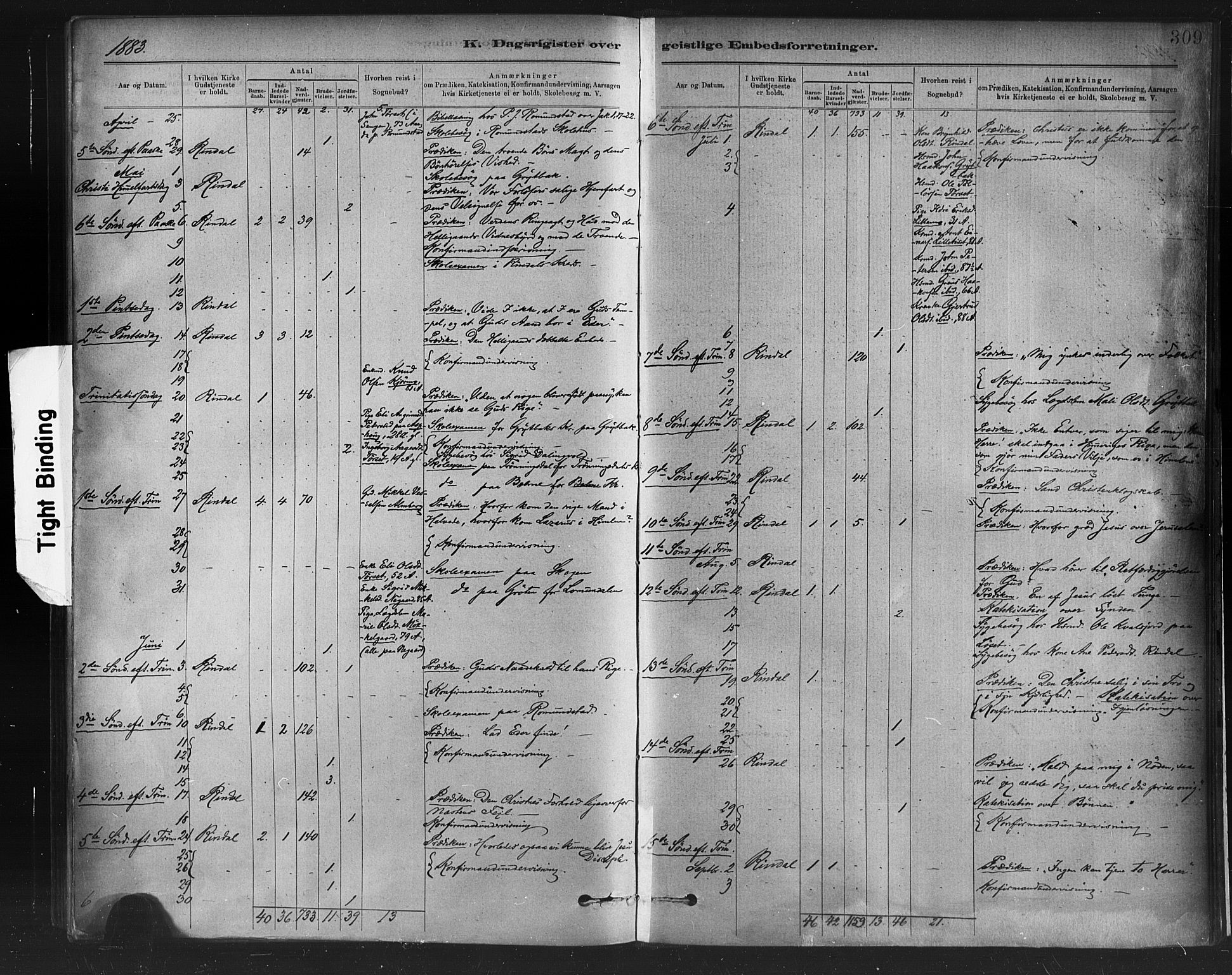 Ministerialprotokoller, klokkerbøker og fødselsregistre - Møre og Romsdal, AV/SAT-A-1454/598/L1069: Parish register (official) no. 598A03, 1882-1895, p. 309