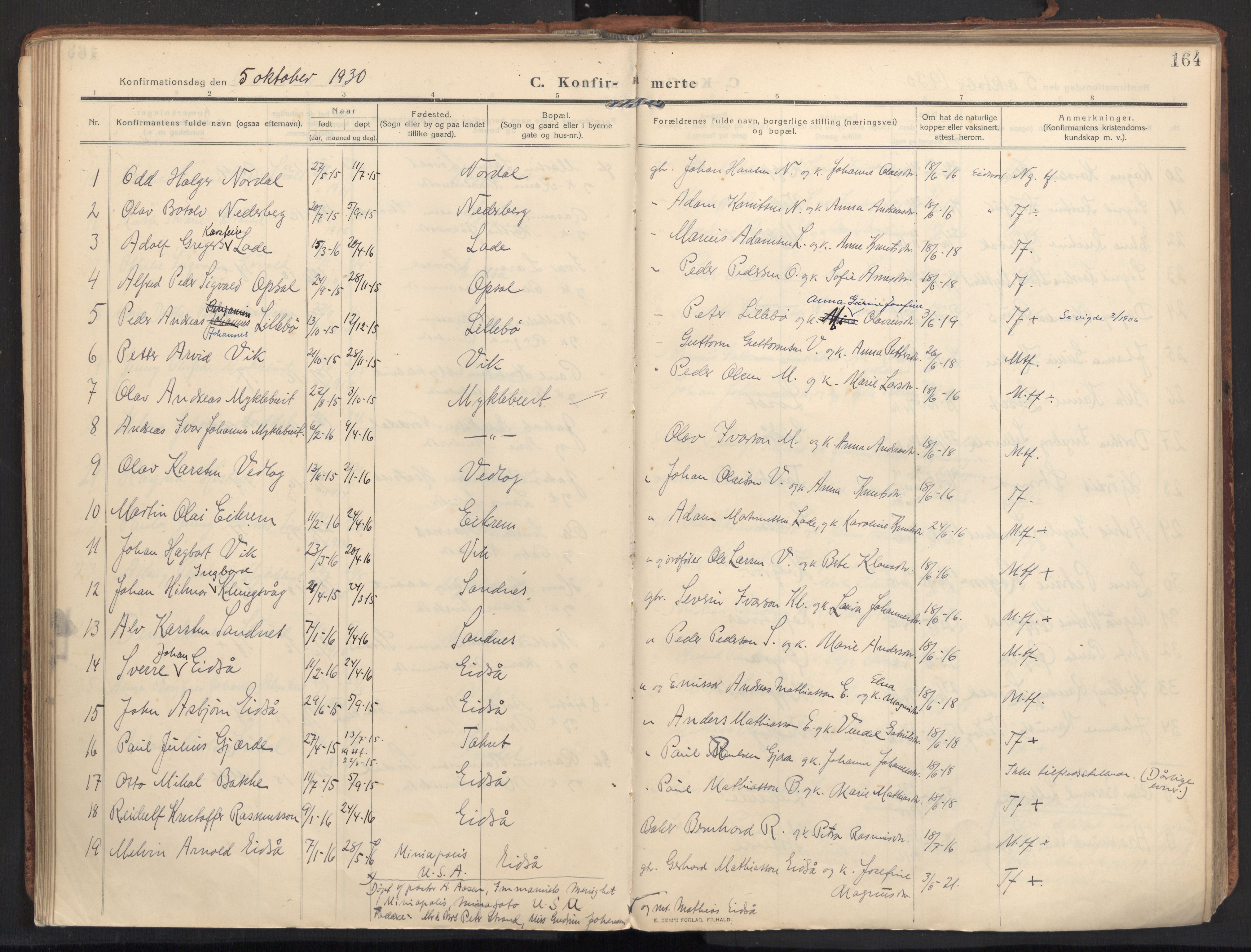 Ministerialprotokoller, klokkerbøker og fødselsregistre - Møre og Romsdal, SAT/A-1454/502/L0026: Parish register (official) no. 502A04, 1909-1933, p. 164
