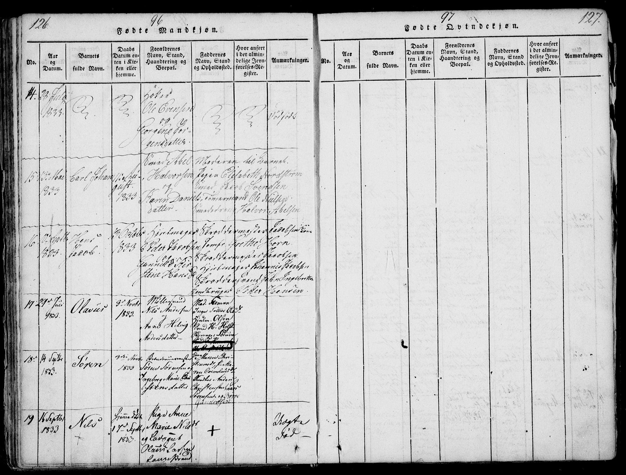 Larvik kirkebøker, AV/SAKO-A-352/F/Fb/L0002: Parish register (official) no. II 2, 1818-1842, p. 126-127