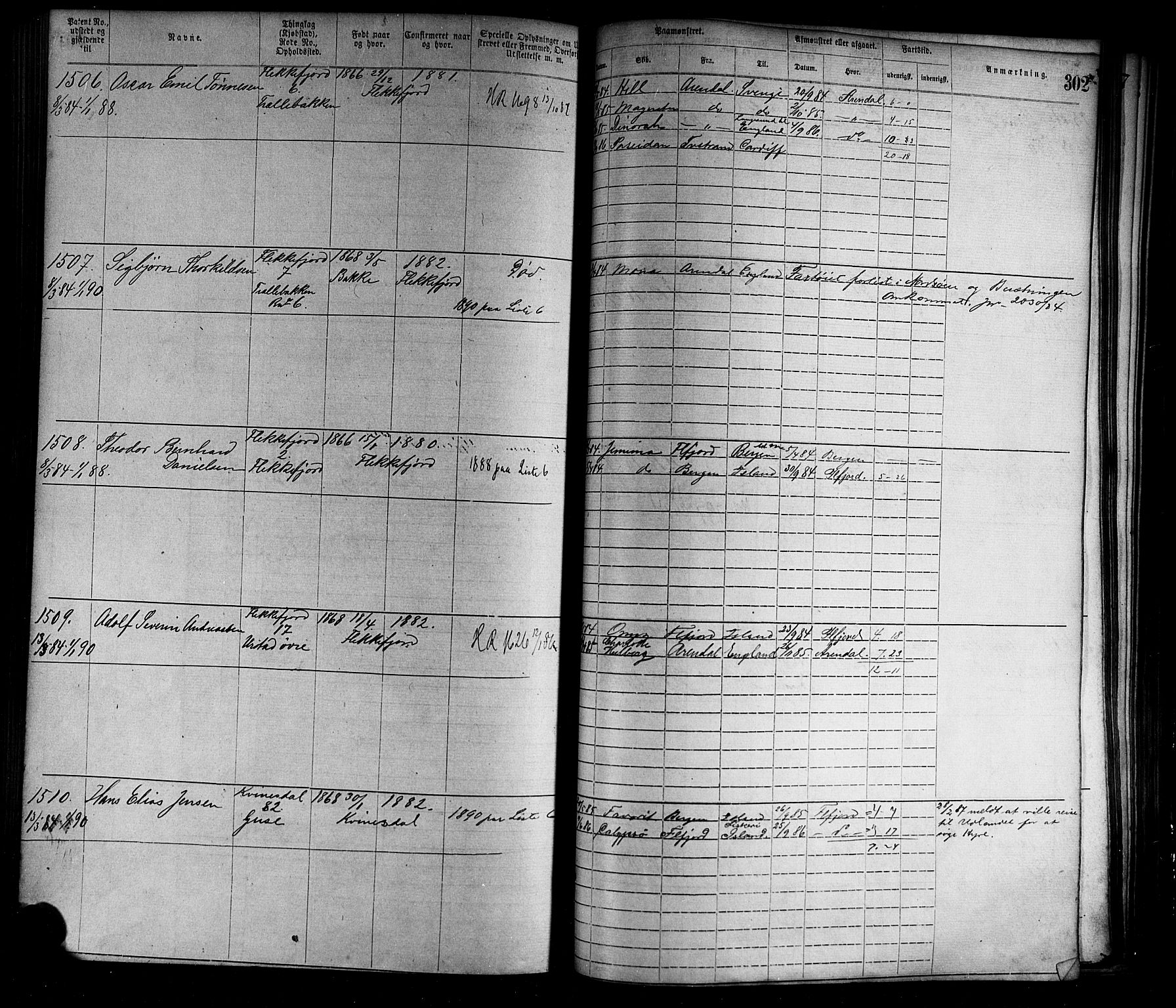 Flekkefjord mønstringskrets, SAK/2031-0018/F/Fa/L0002: Annotasjonsrulle nr 1-1920 med register, N-2, 1870-1891, p. 331