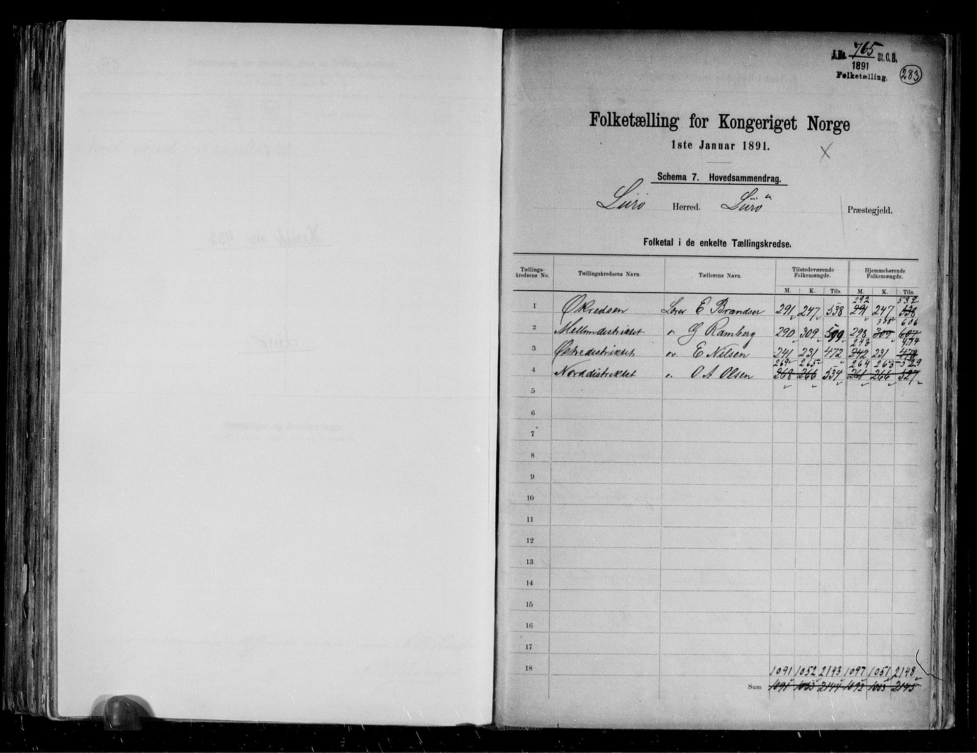 RA, 1891 census for 1834 Lurøy, 1891, p. 2