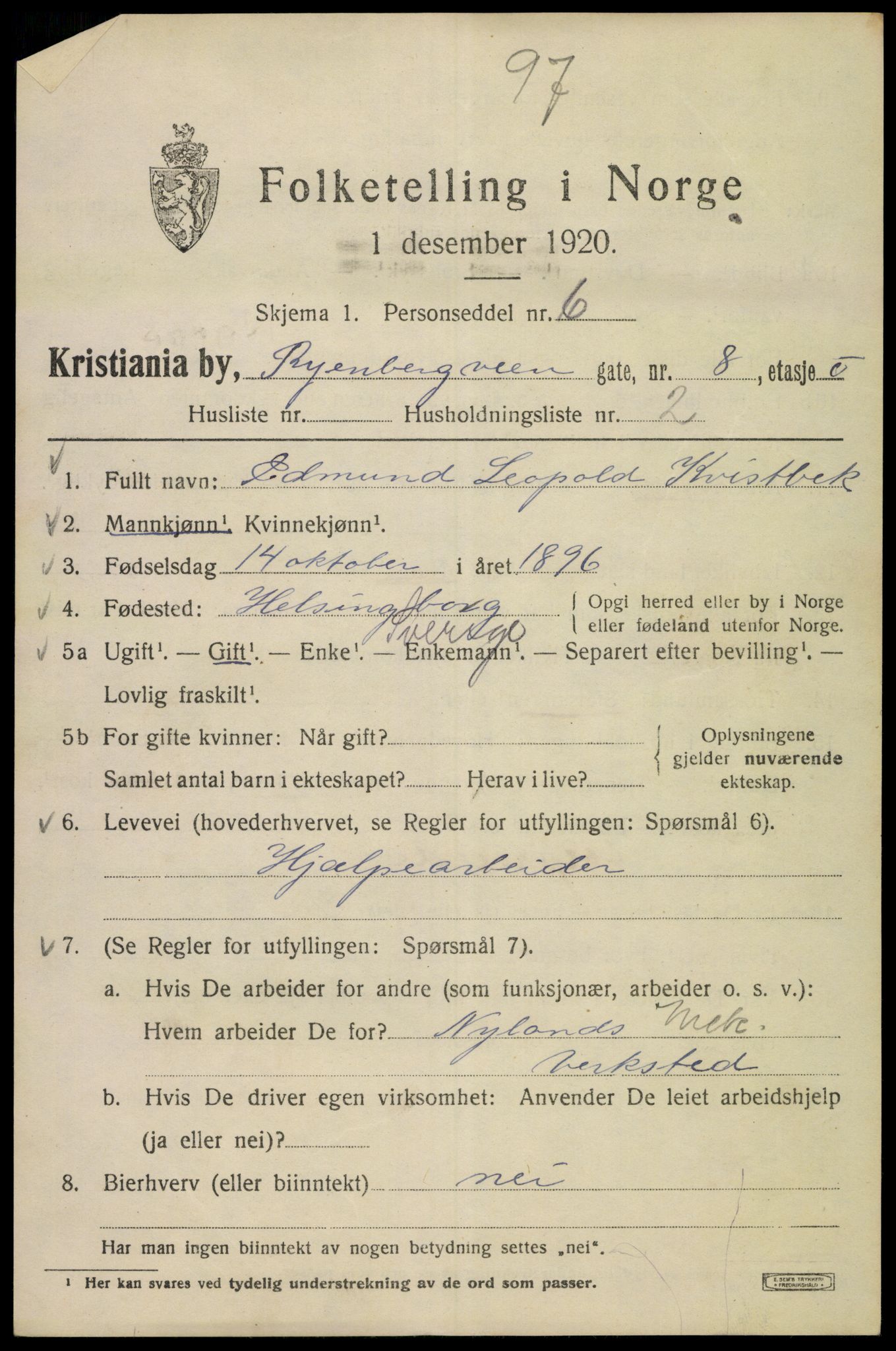 SAO, 1920 census for Kristiania, 1920, p. 473739