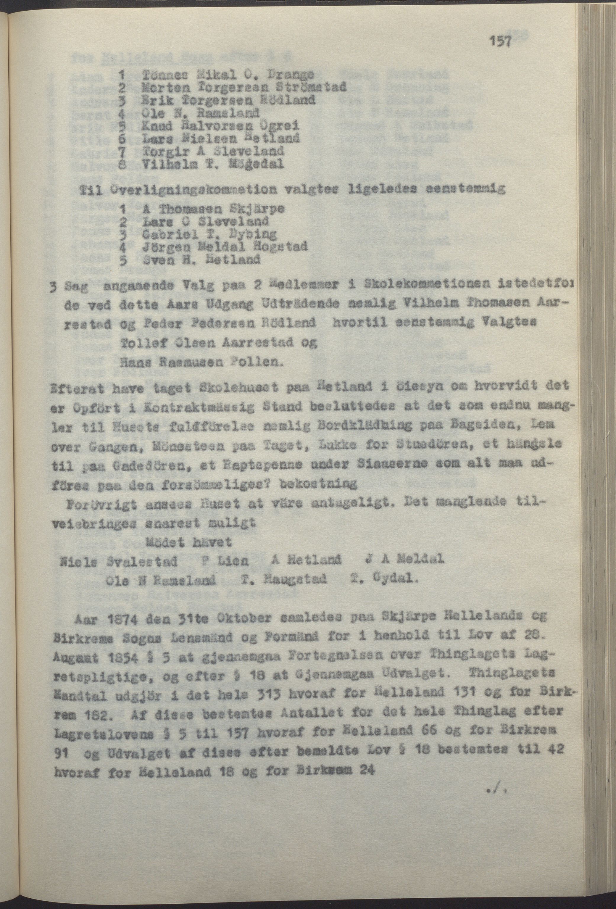 Helleland kommune - Formannskapet, IKAR/K-100479/A/Ab/L0002: Avskrift av møtebok, 1866-1887, p. 157