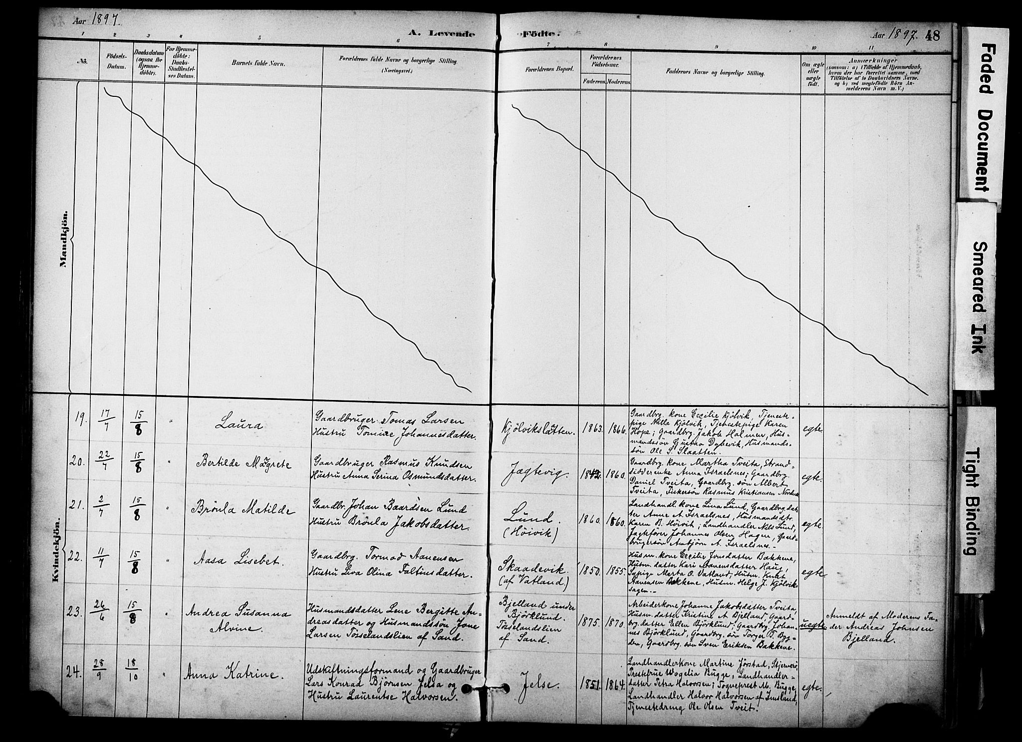 Jelsa sokneprestkontor, AV/SAST-A-101842/01/IV: Parish register (official) no. A 10, 1884-1906, p. 48