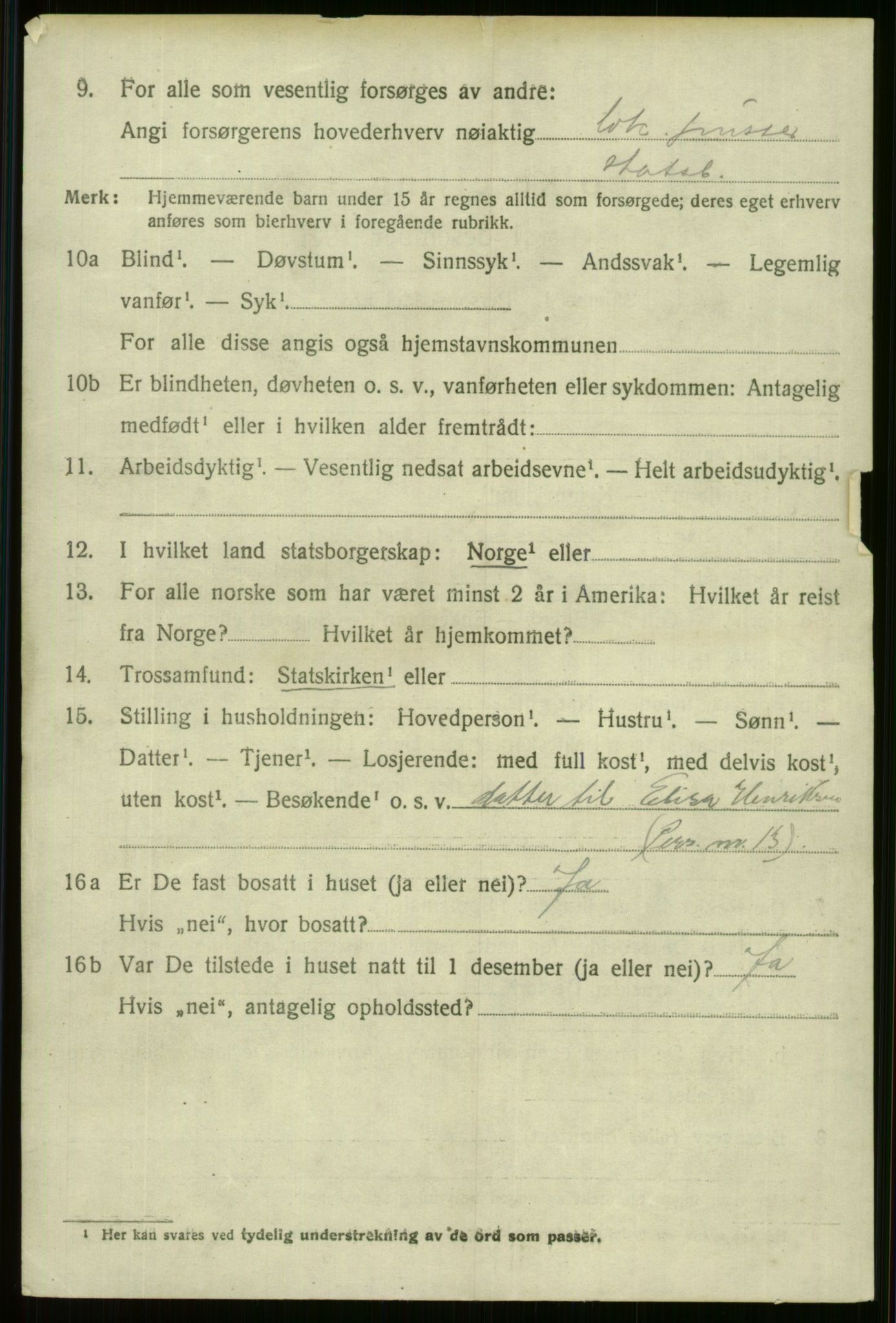 SAB, 1920 census for Voss, 1920, p. 16676