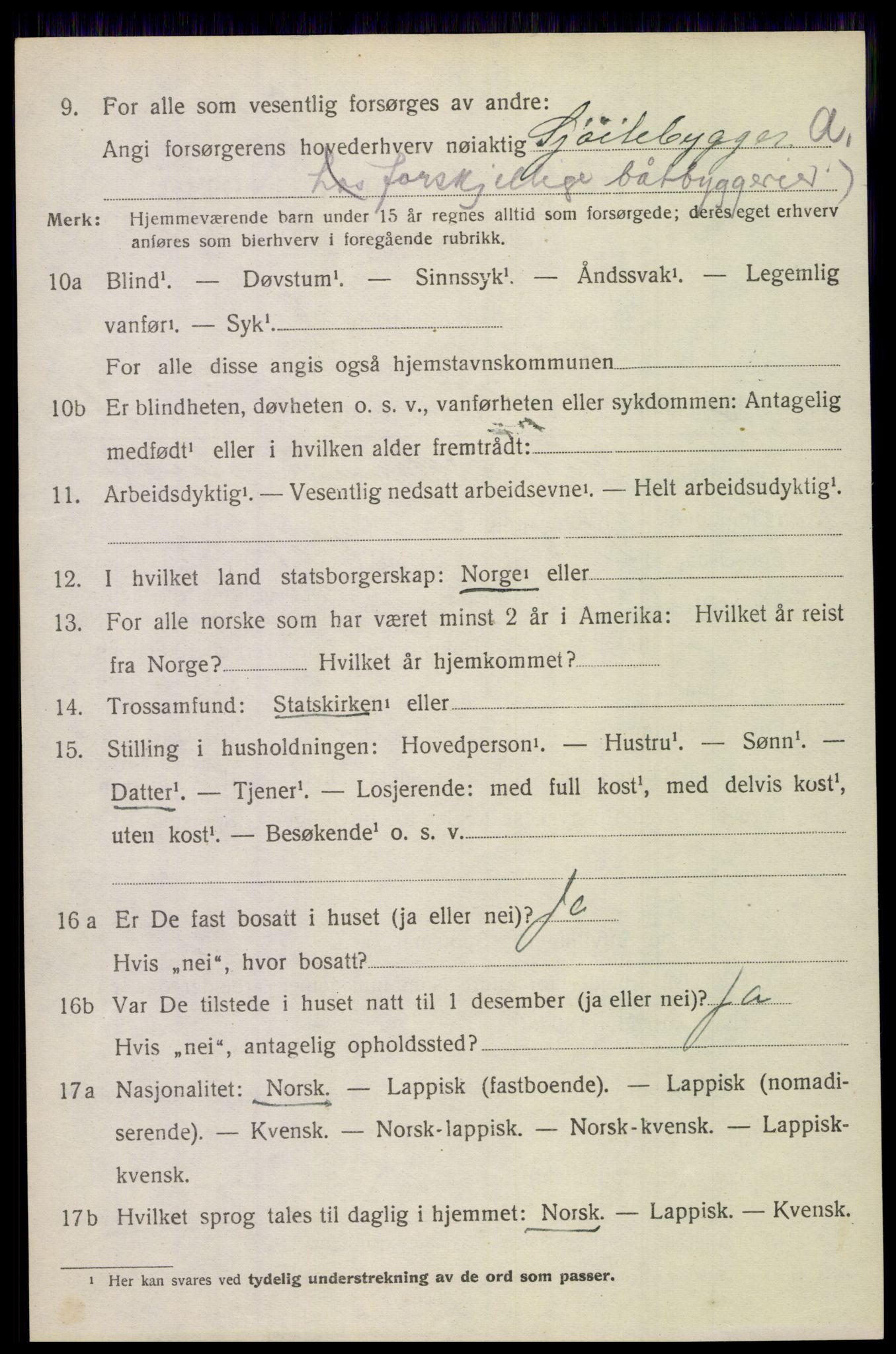 SAT, 1920 census for Saltdal, 1920, p. 5616