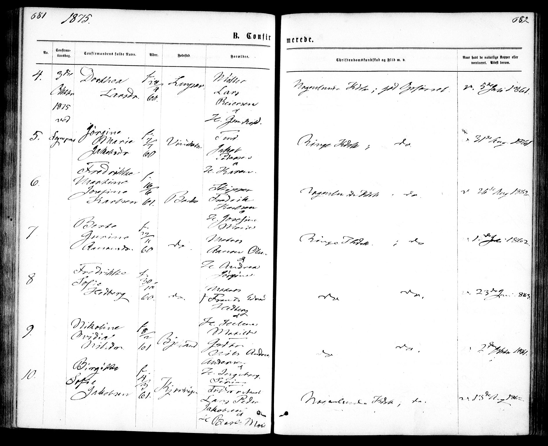 Tromøy sokneprestkontor, SAK/1111-0041/F/Fa/L0008: Parish register (official) no. A 8, 1870-1877, p. 681-682
