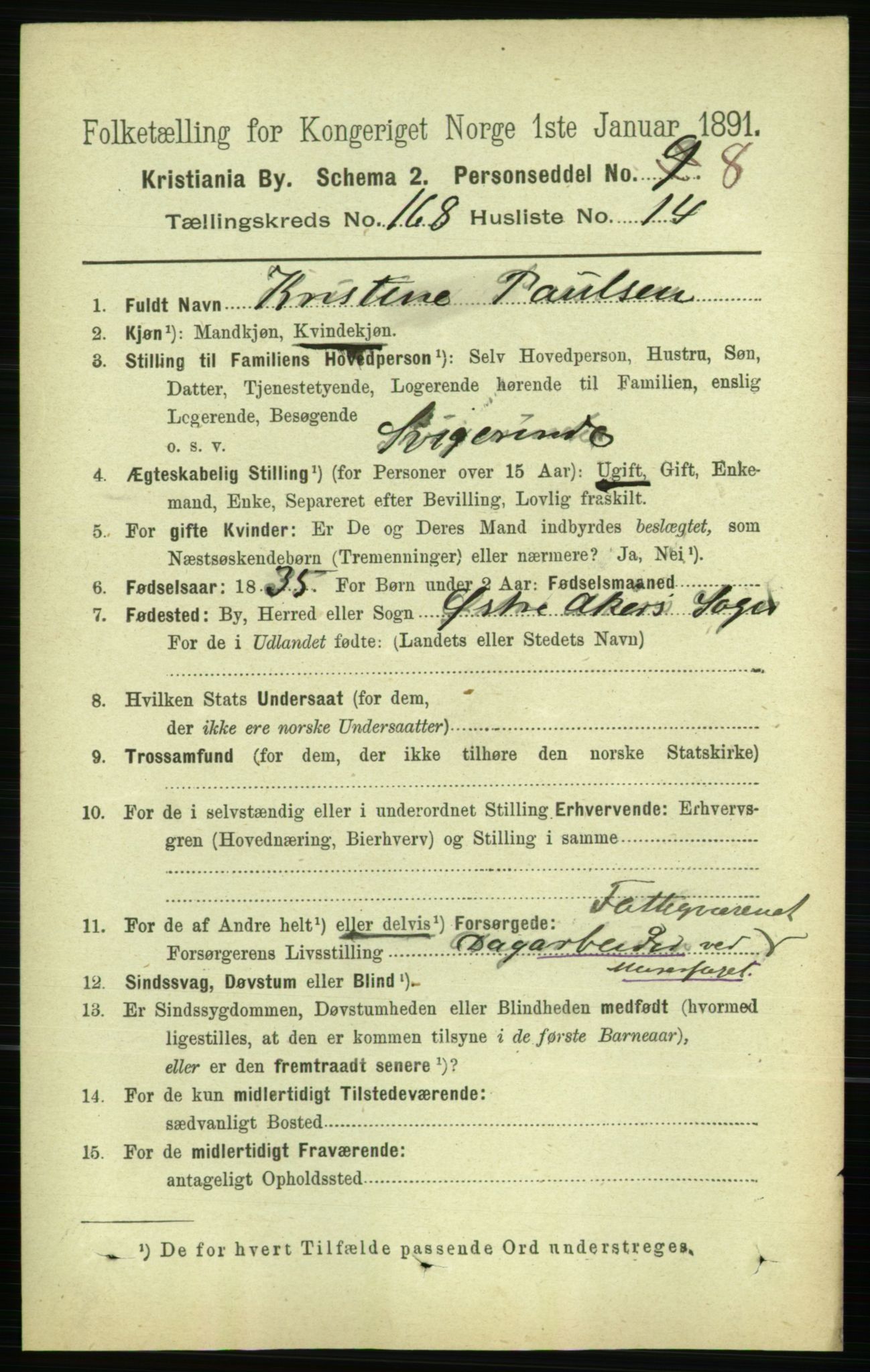 RA, 1891 census for 0301 Kristiania, 1891, p. 98396