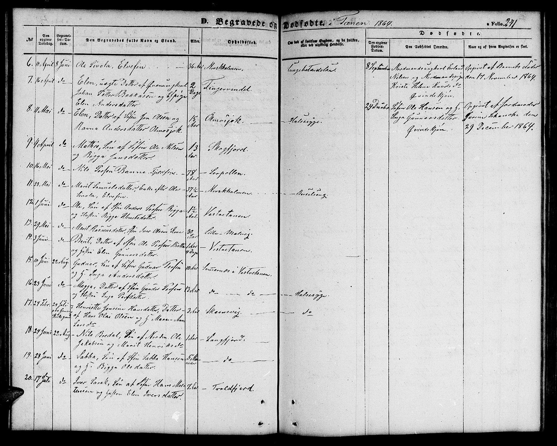 Tana sokneprestkontor, SATØ/S-1334/H/Hb/L0001klokker: Parish register (copy) no. 1 /1, 1853-1867, p. 241