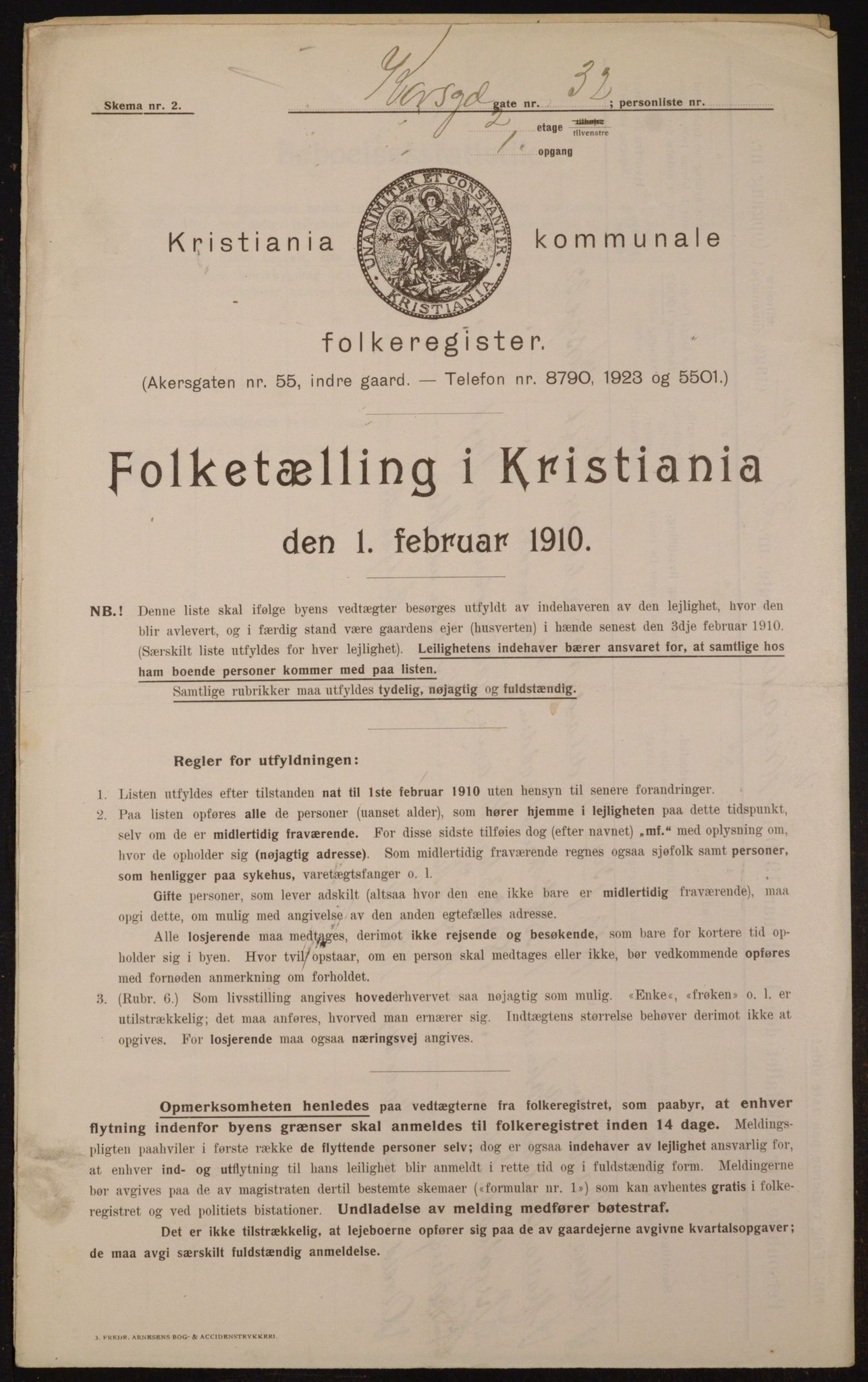 OBA, Municipal Census 1910 for Kristiania, 1910, p. 52310