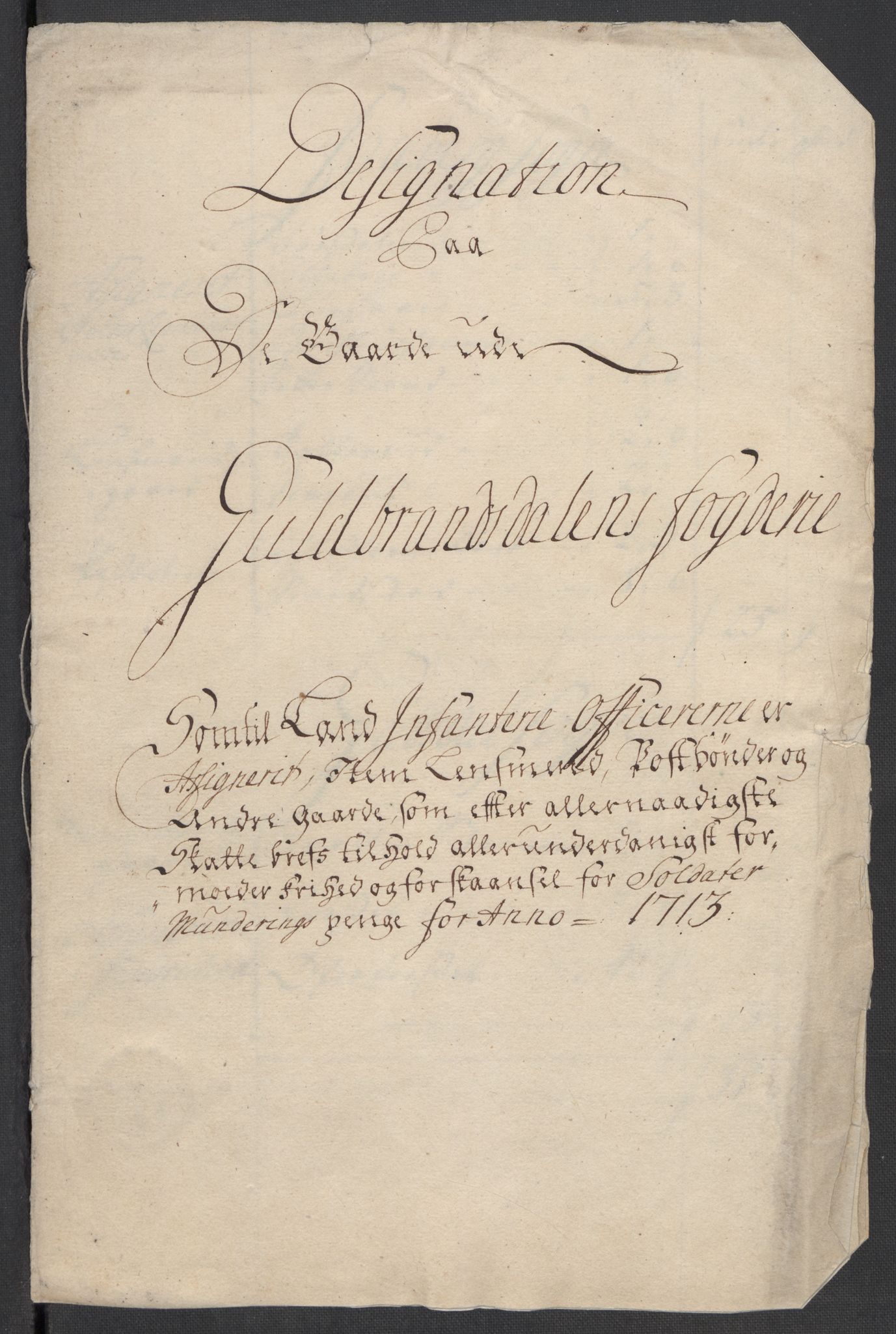 Rentekammeret inntil 1814, Reviderte regnskaper, Fogderegnskap, RA/EA-4092/R17/L1182: Fogderegnskap Gudbrandsdal, 1713, p. 522