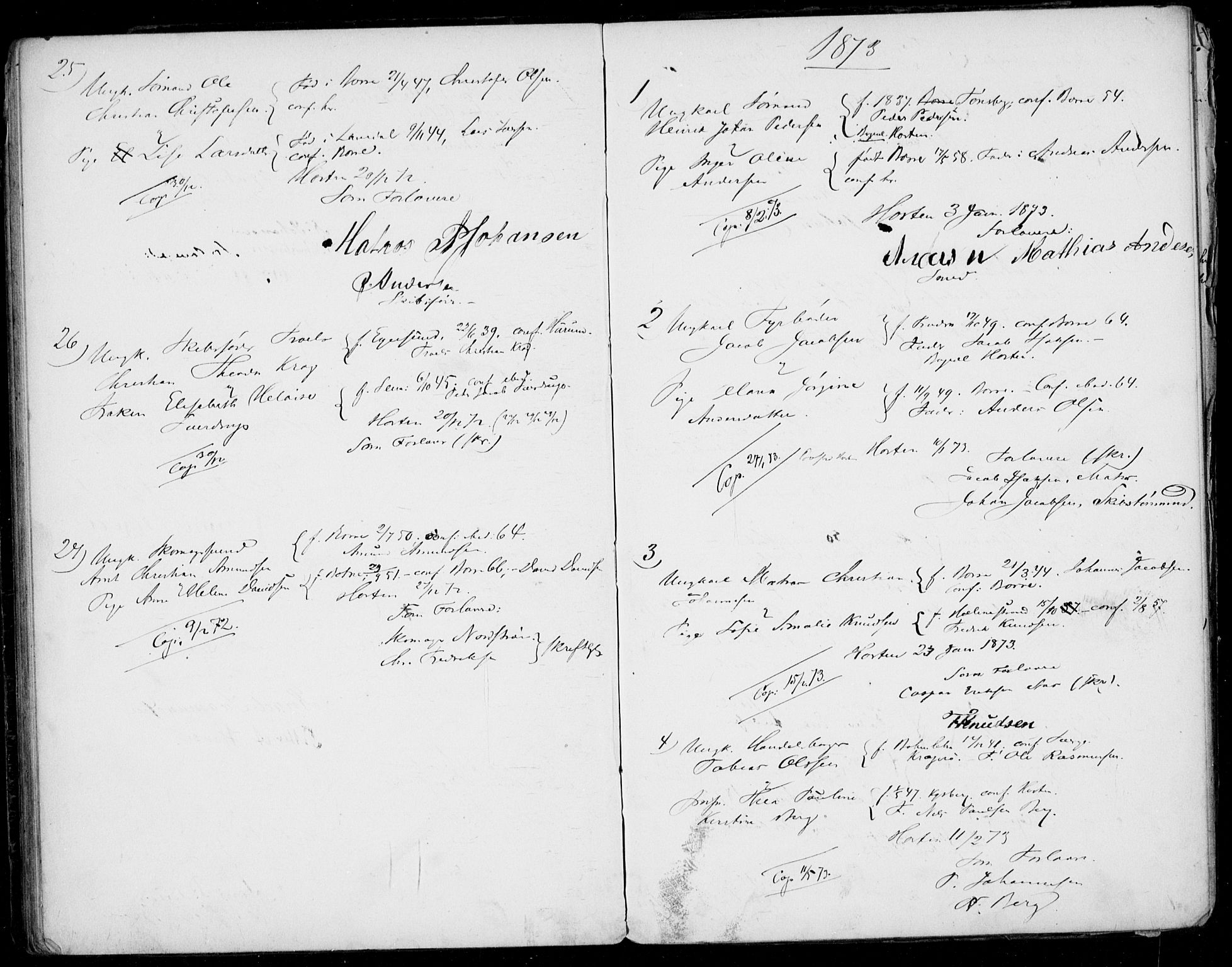 Horten kirkebøker, SAKO/A-348/H/Ha/L0001: Banns register no. 1, 1855-1881