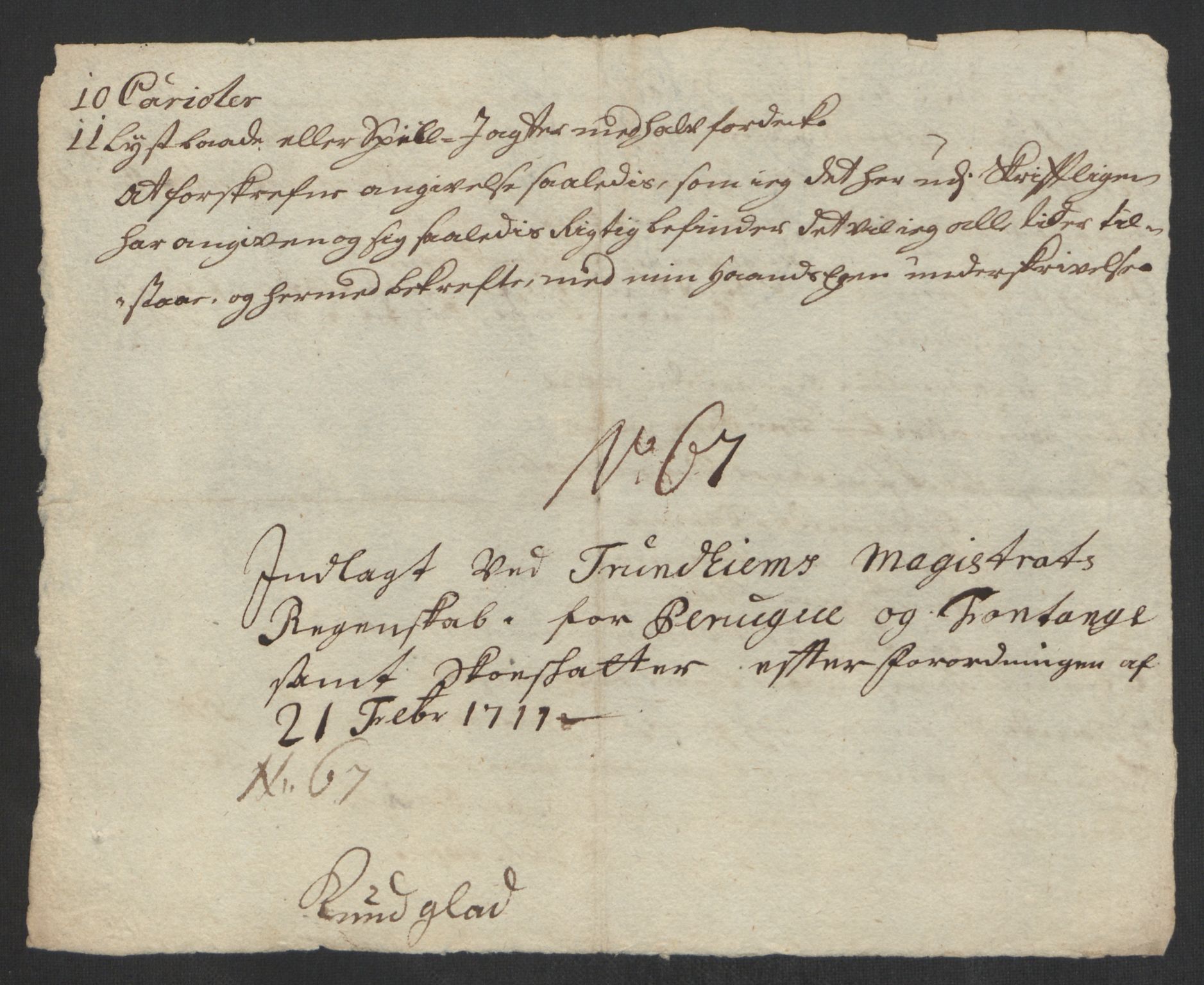 Rentekammeret inntil 1814, Reviderte regnskaper, Byregnskaper, AV/RA-EA-4066/R/Rs/L0507: [S3] Kontribusjonsregnskap, 1699-1711, p. 592