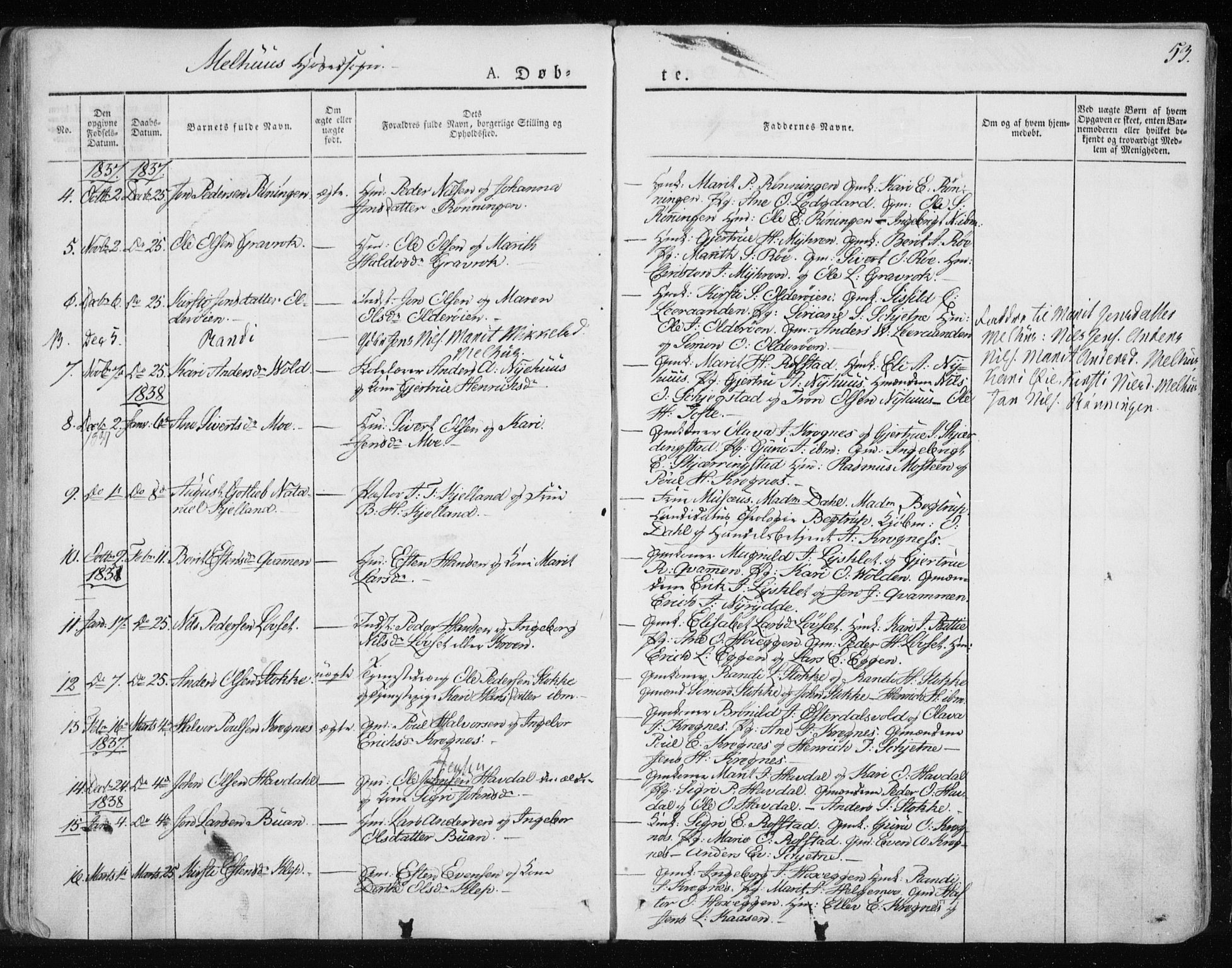 Ministerialprotokoller, klokkerbøker og fødselsregistre - Sør-Trøndelag, SAT/A-1456/691/L1069: Parish register (official) no. 691A04, 1826-1841, p. 53