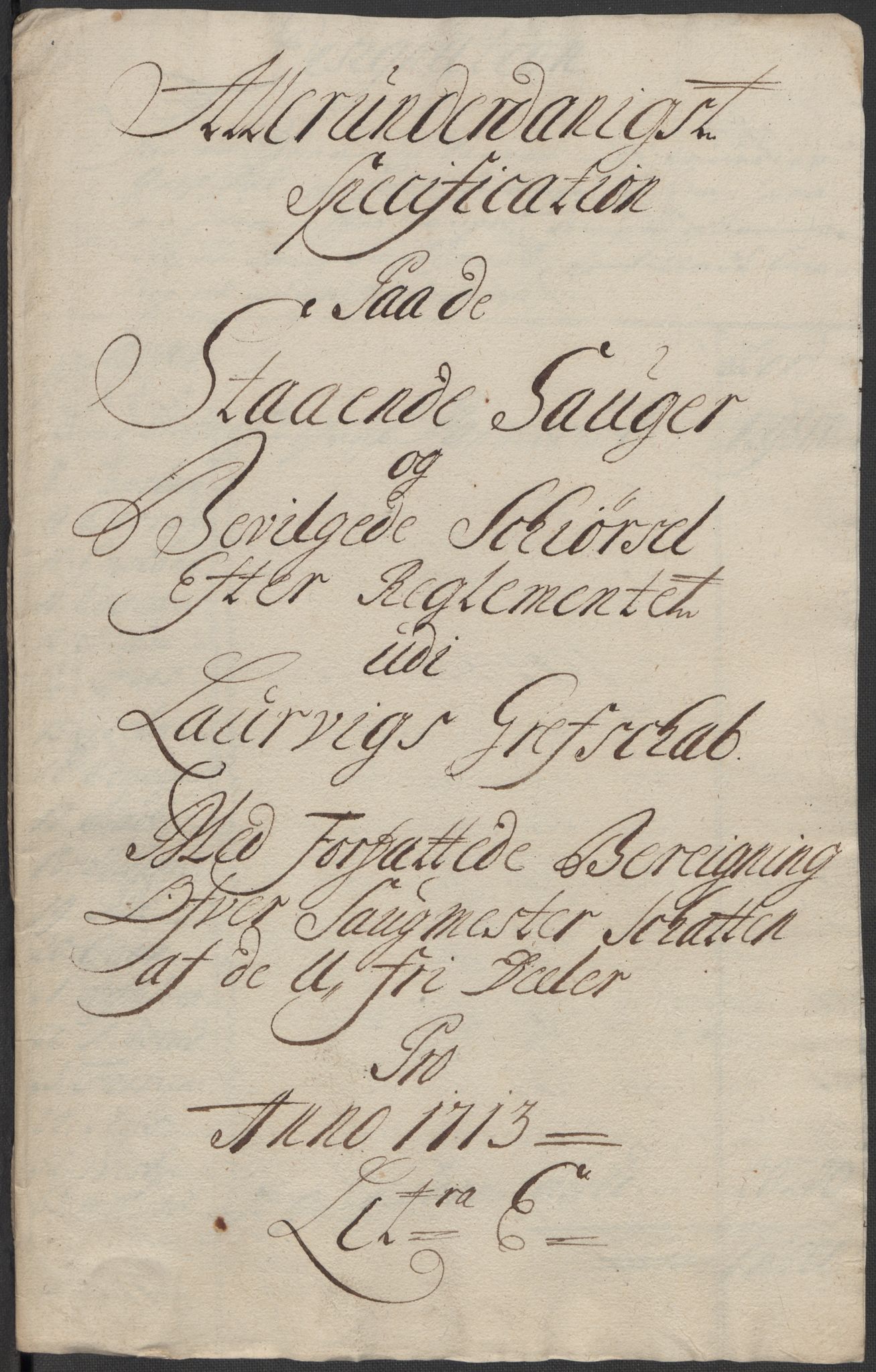 Rentekammeret inntil 1814, Reviderte regnskaper, Fogderegnskap, AV/RA-EA-4092/R33/L1985: Fogderegnskap Larvik grevskap, 1713, p. 155