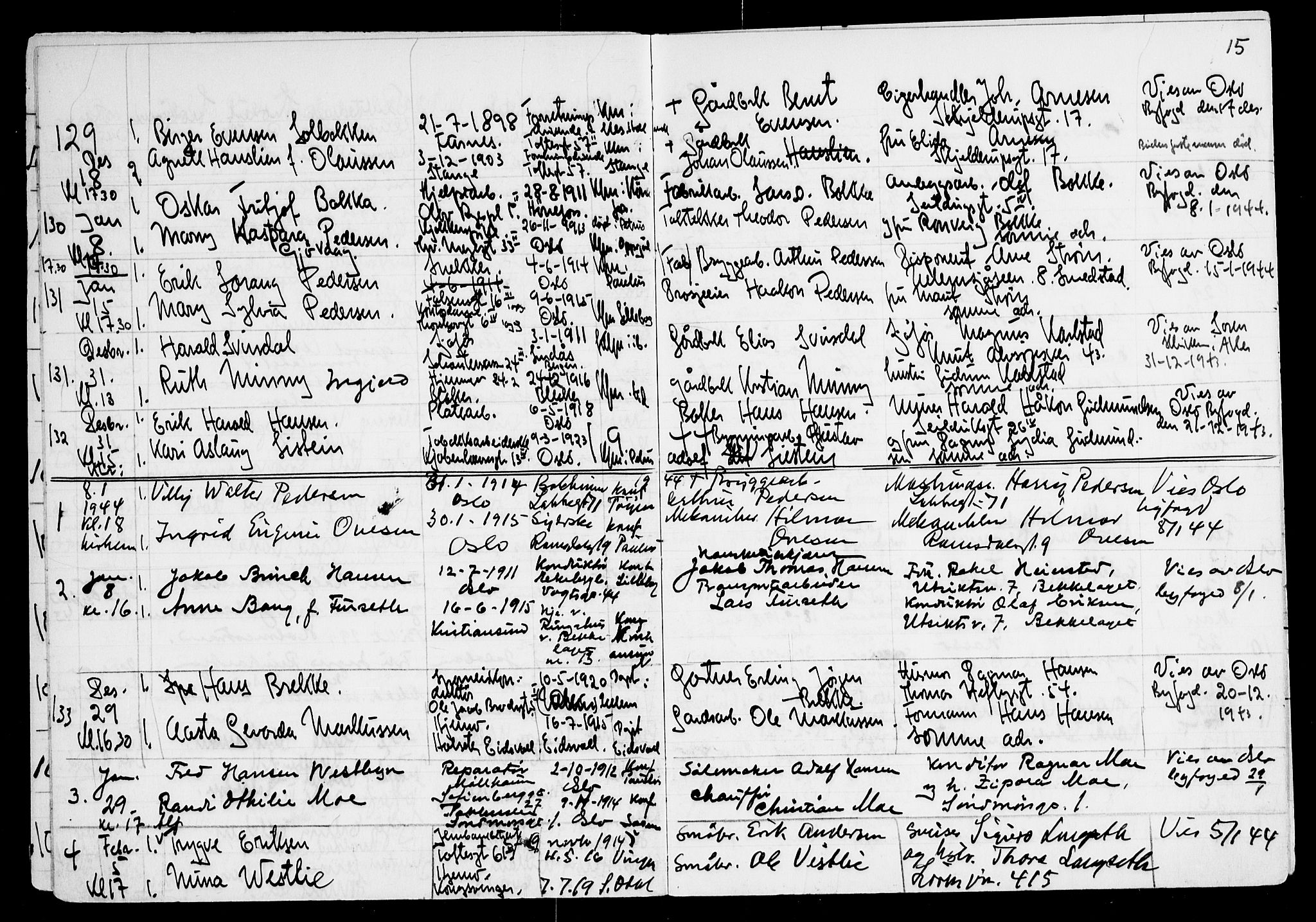 Paulus prestekontor Kirkebøker, AV/SAO-A-10871/F/Fa/L0032: Parish register (official) no. 32, 1943-1945, p. 15