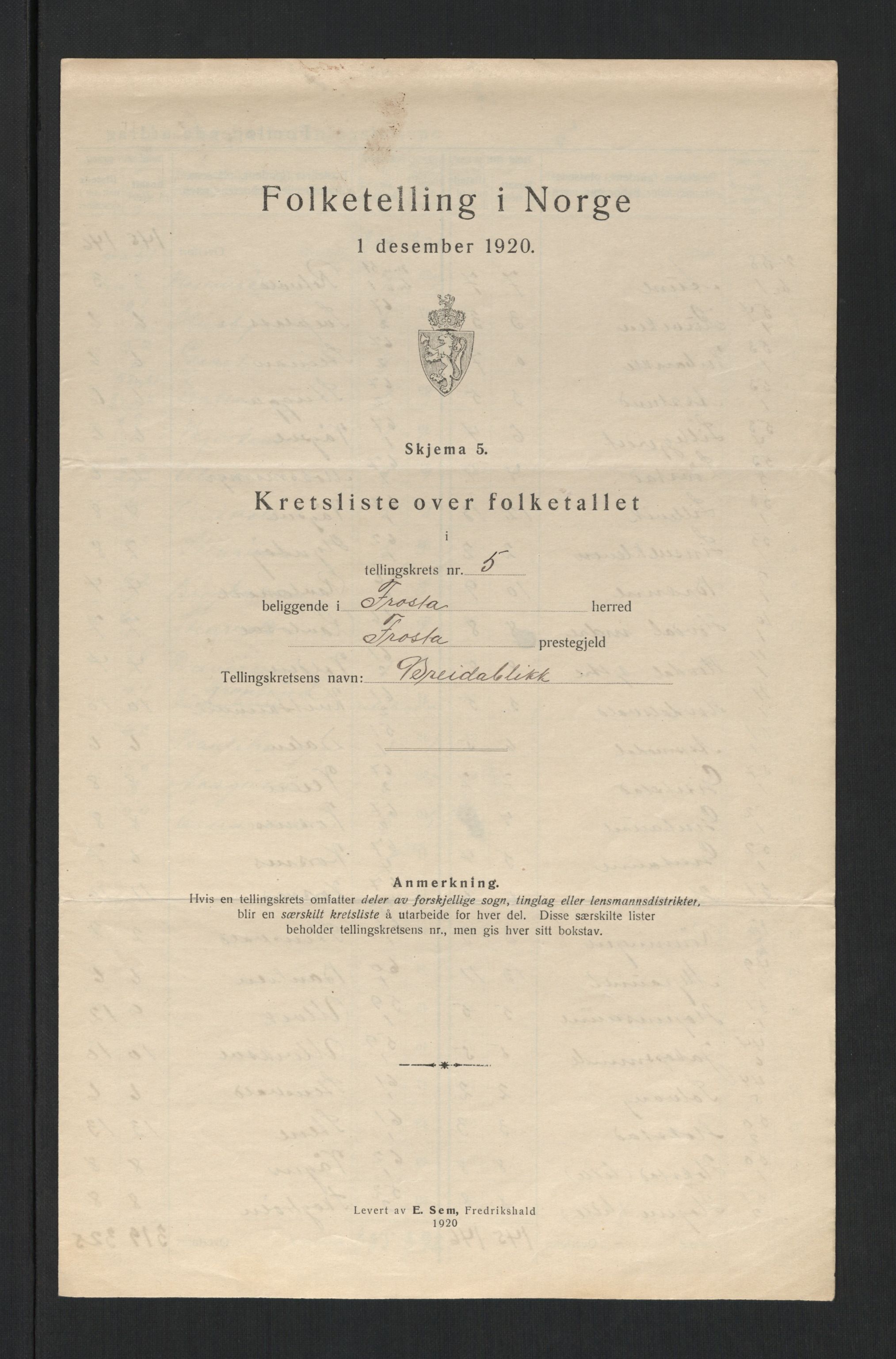 SAT, 1920 census for Frosta, 1920, p. 27