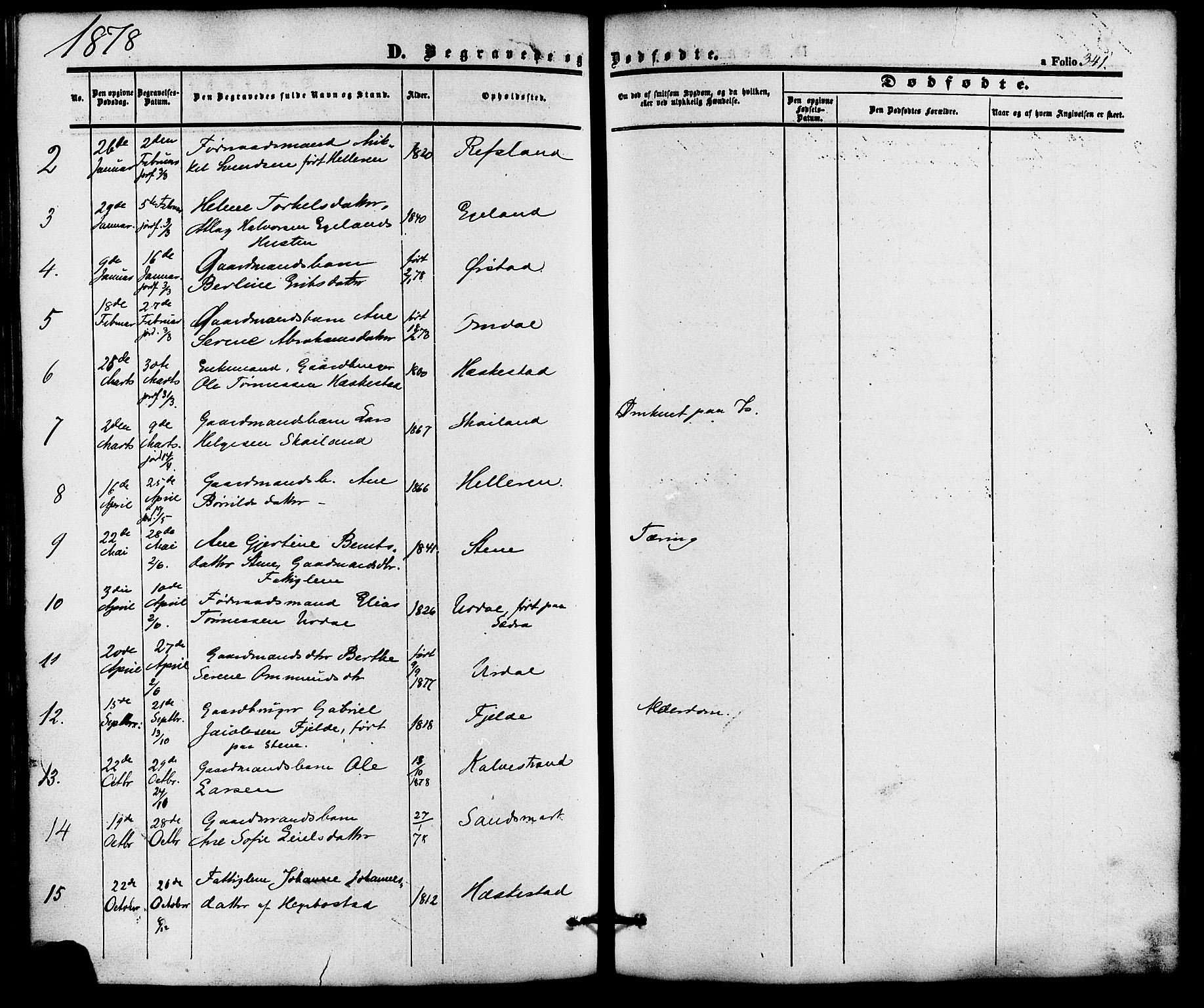 Lund sokneprestkontor, AV/SAST-A-101809/S06/L0010: Parish register (official) no. A 9, 1854-1886, p. 341