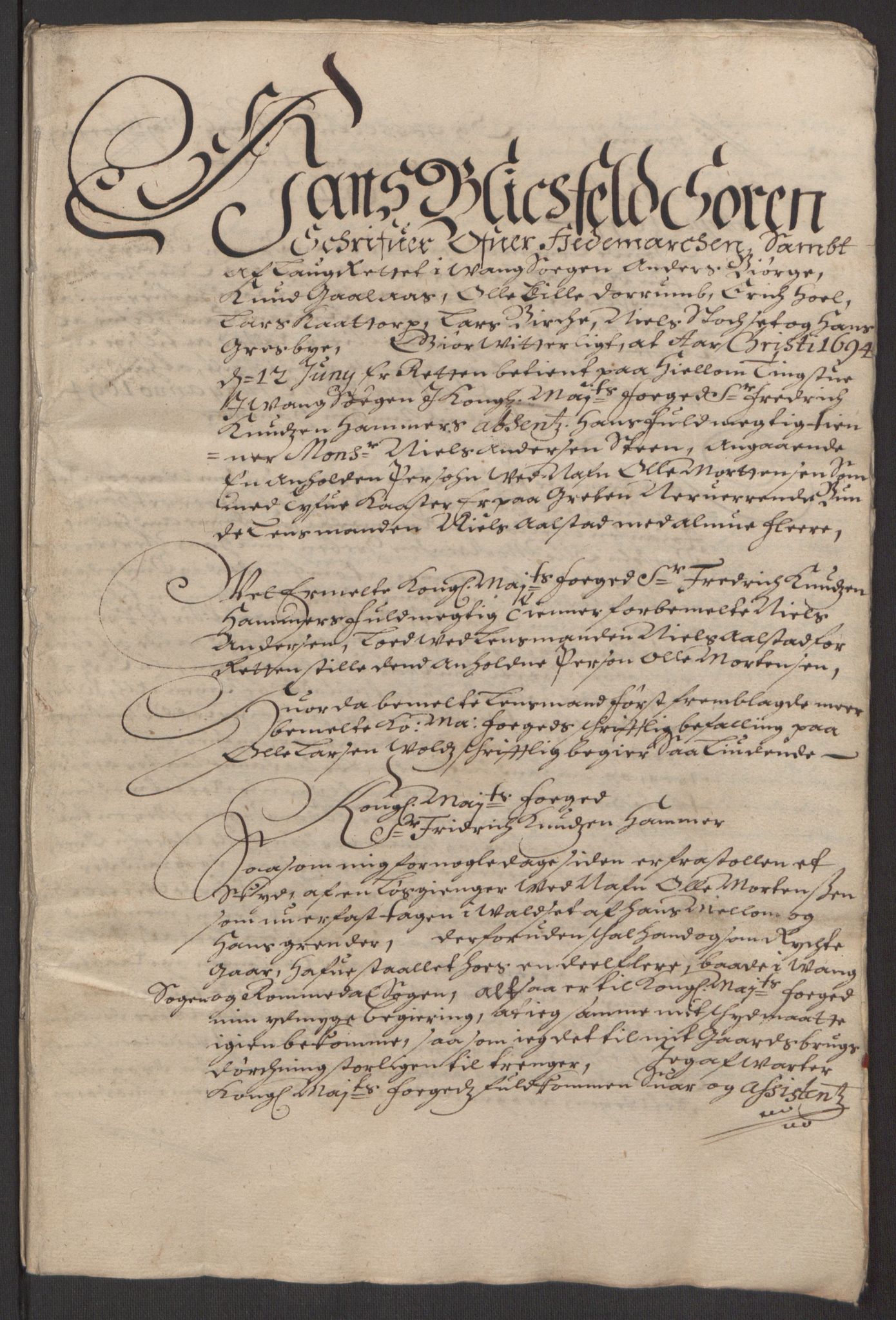 Rentekammeret inntil 1814, Reviderte regnskaper, Fogderegnskap, AV/RA-EA-4092/R16/L1035: Fogderegnskap Hedmark, 1694, p. 206