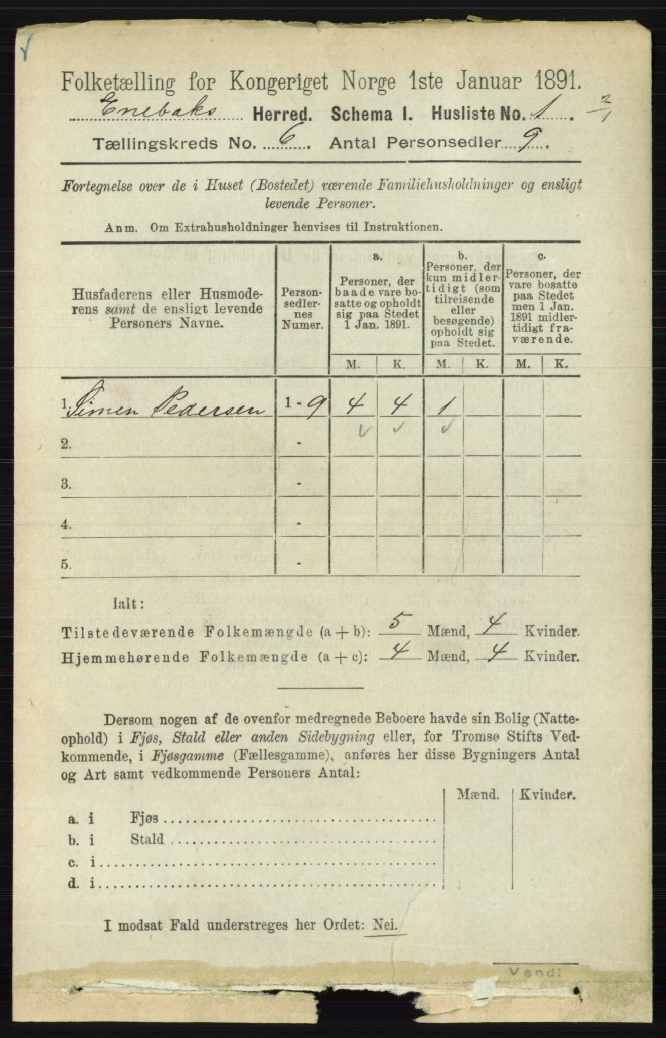 RA, 1891 census for 0229 Enebakk, 1891, p. 2794