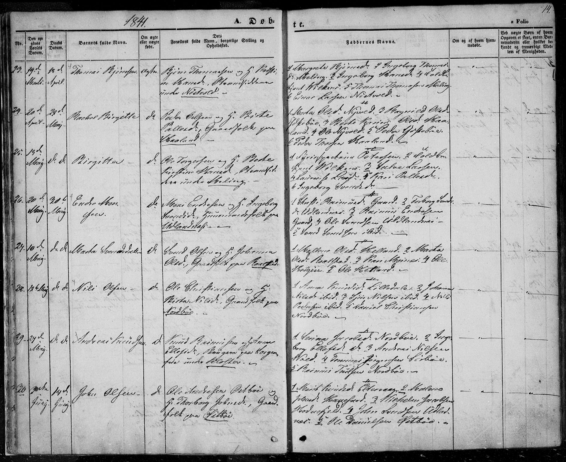 Rennesøy sokneprestkontor, AV/SAST-A -101827/H/Ha/Haa/L0005: Parish register (official) no. A 5, 1838-1859, p. 14