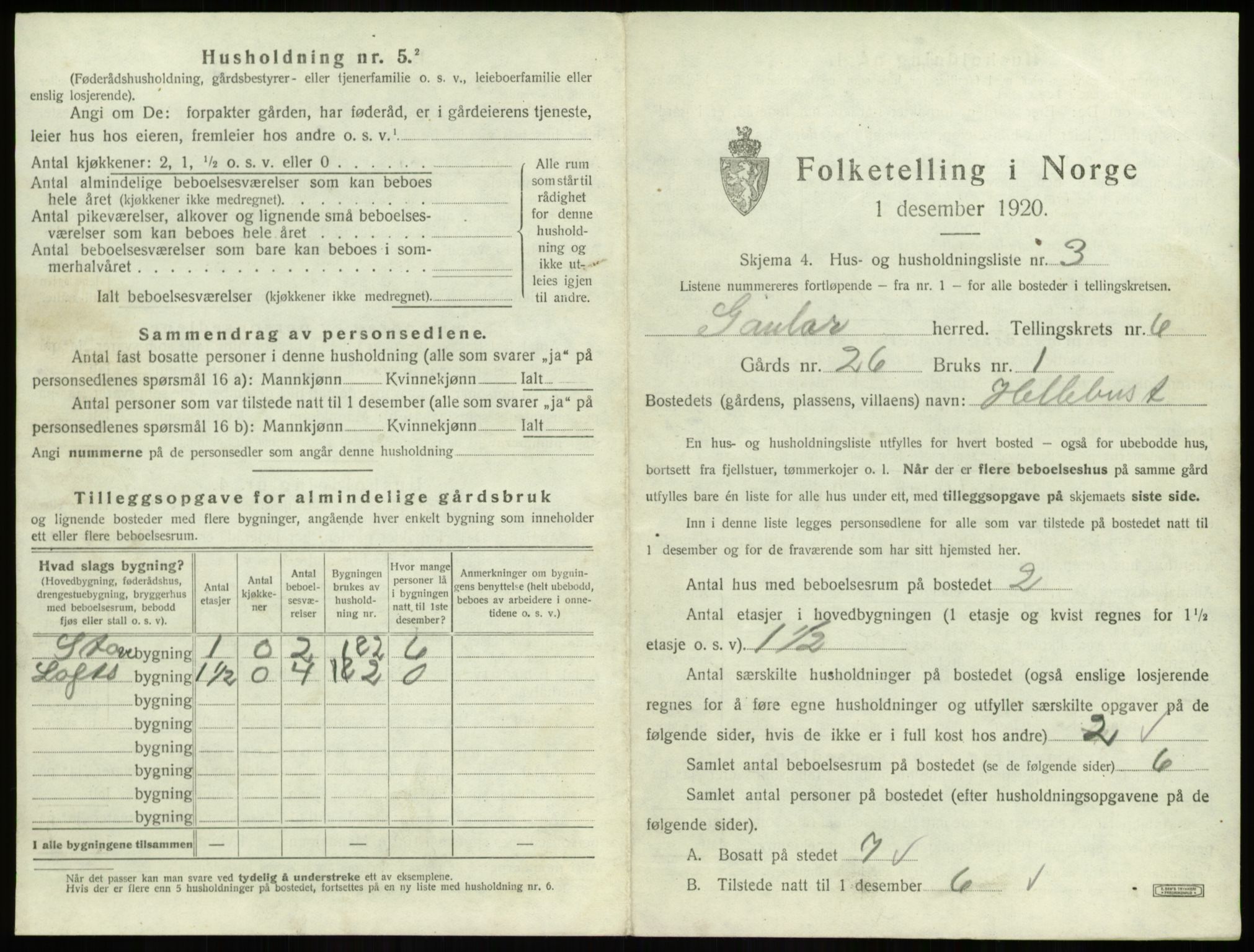 SAB, 1920 census for Gaular, 1920, p. 389