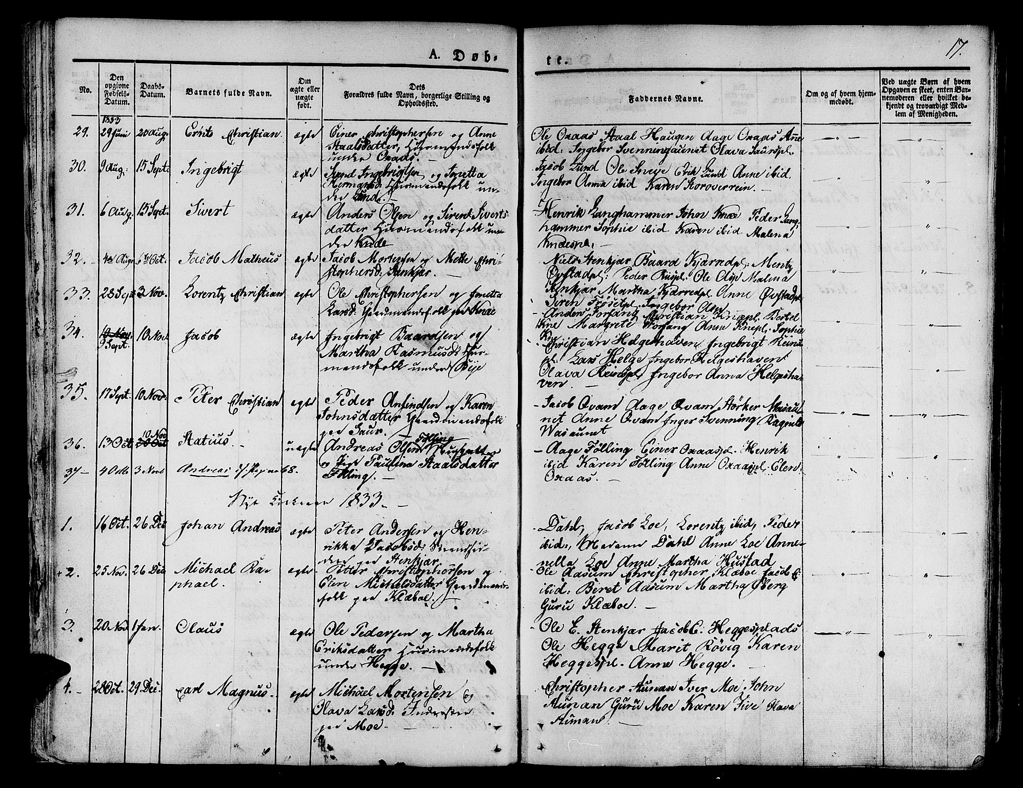 Ministerialprotokoller, klokkerbøker og fødselsregistre - Nord-Trøndelag, SAT/A-1458/746/L0445: Parish register (official) no. 746A04, 1826-1846, p. 17