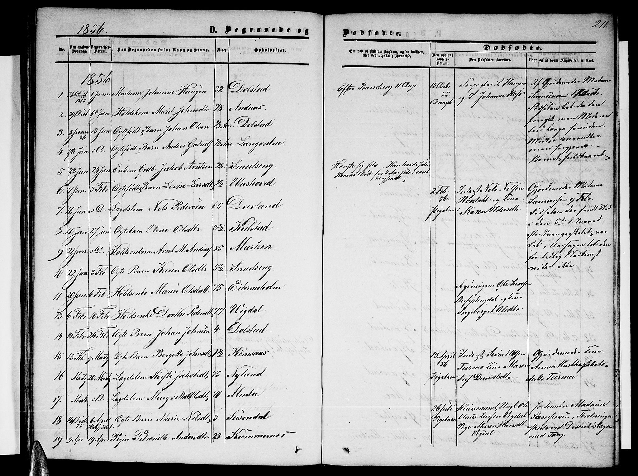 Ministerialprotokoller, klokkerbøker og fødselsregistre - Nordland, SAT/A-1459/820/L0301: Parish register (copy) no. 820C03, 1851-1858, p. 211