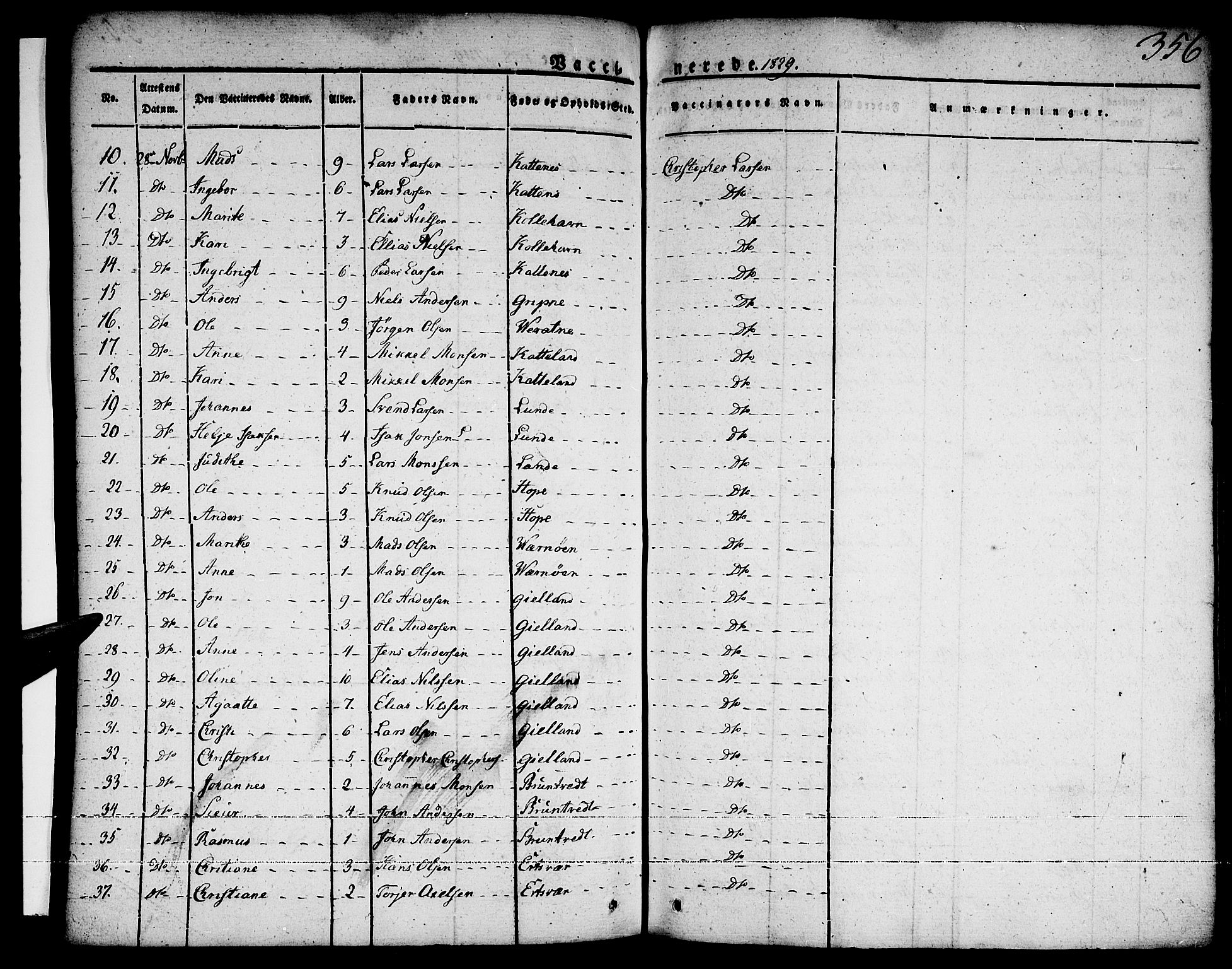 Tysnes sokneprestembete, AV/SAB-A-78601/H/Haa: Parish register (official) no. A 8, 1826-1837, p. 356