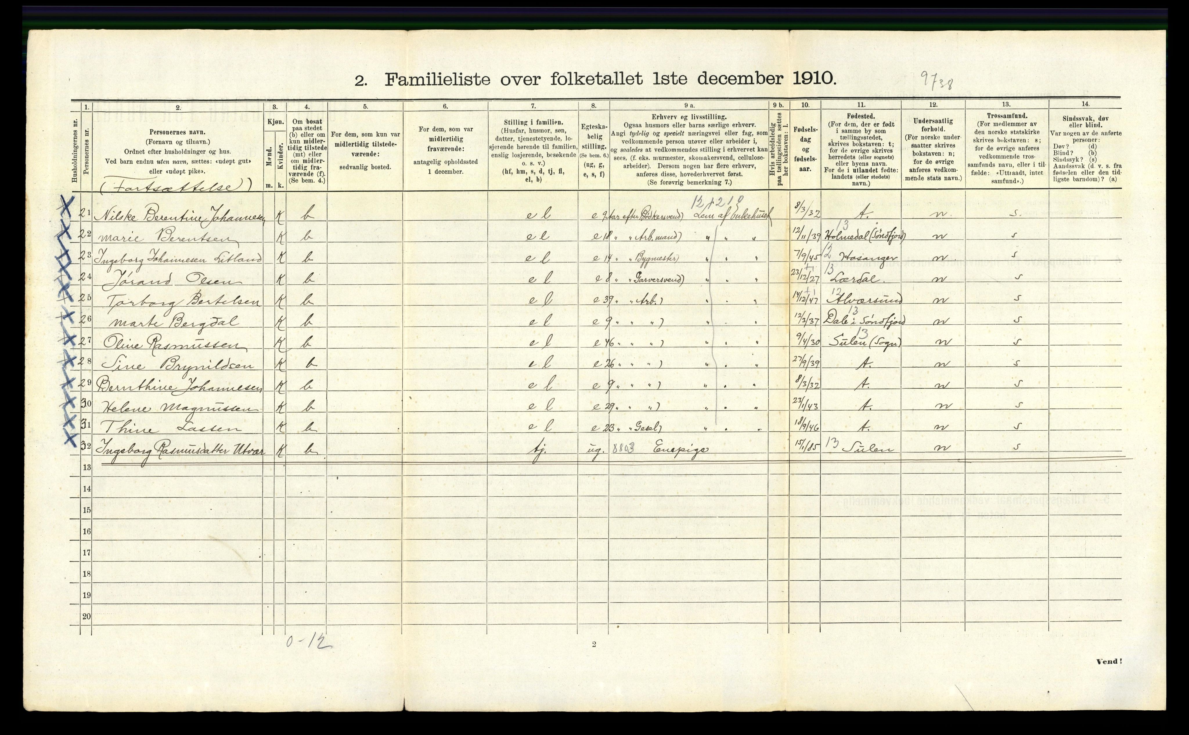 RA, 1910 census for Bergen, 1910, p. 24498