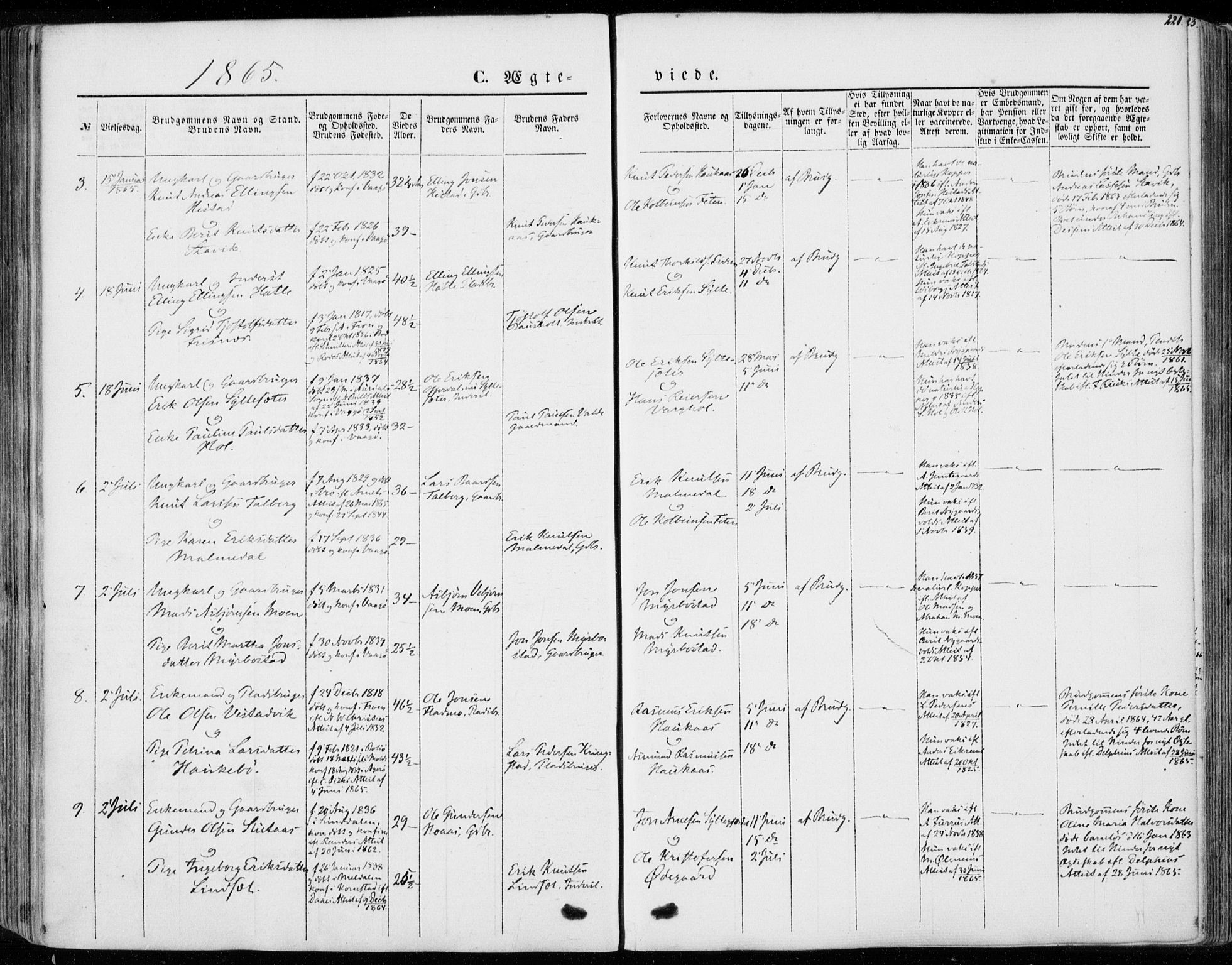 Ministerialprotokoller, klokkerbøker og fødselsregistre - Møre og Romsdal, AV/SAT-A-1454/565/L0748: Parish register (official) no. 565A02, 1845-1872, p. 221