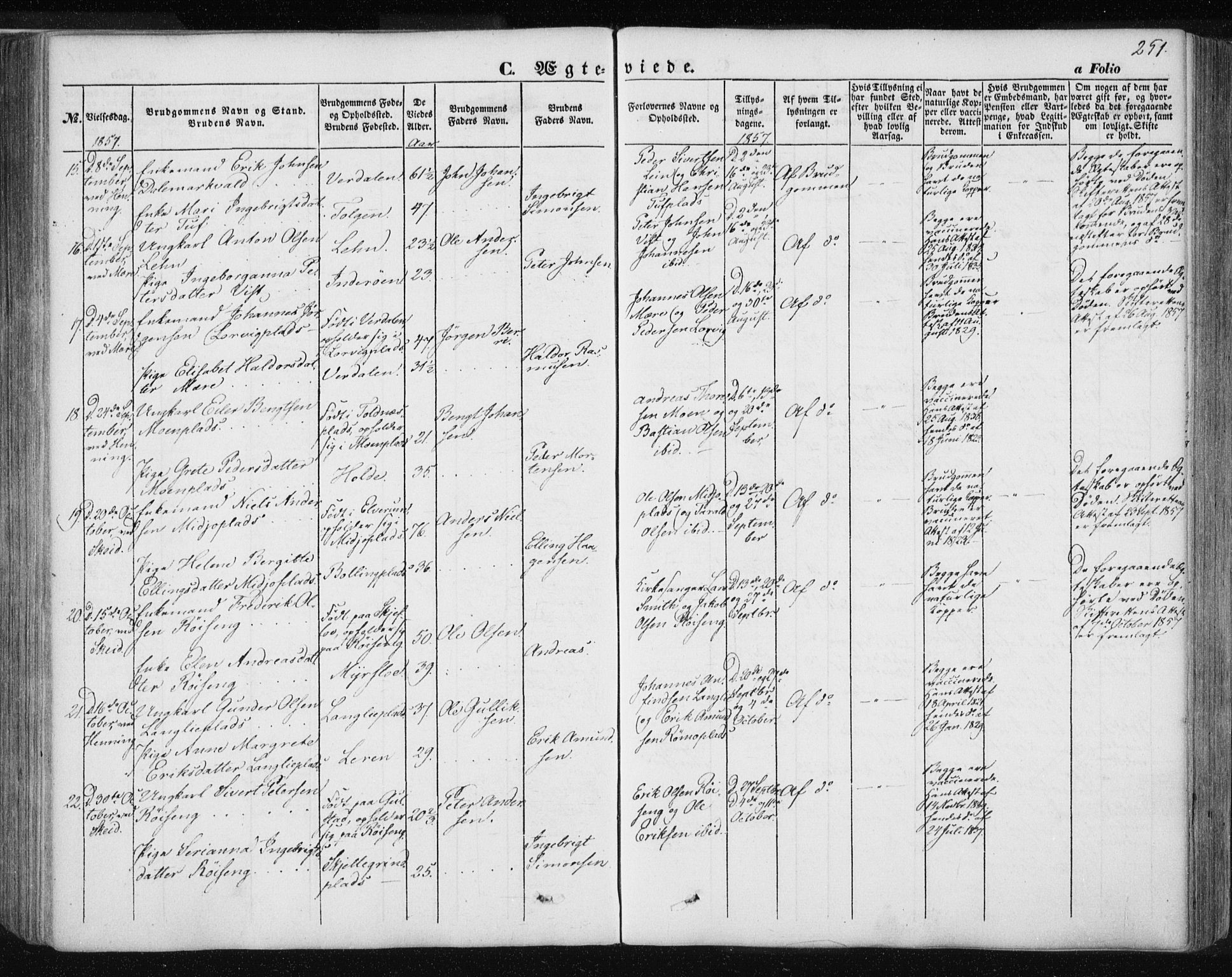 Ministerialprotokoller, klokkerbøker og fødselsregistre - Nord-Trøndelag, SAT/A-1458/735/L0342: Parish register (official) no. 735A07 /1, 1849-1862, p. 251